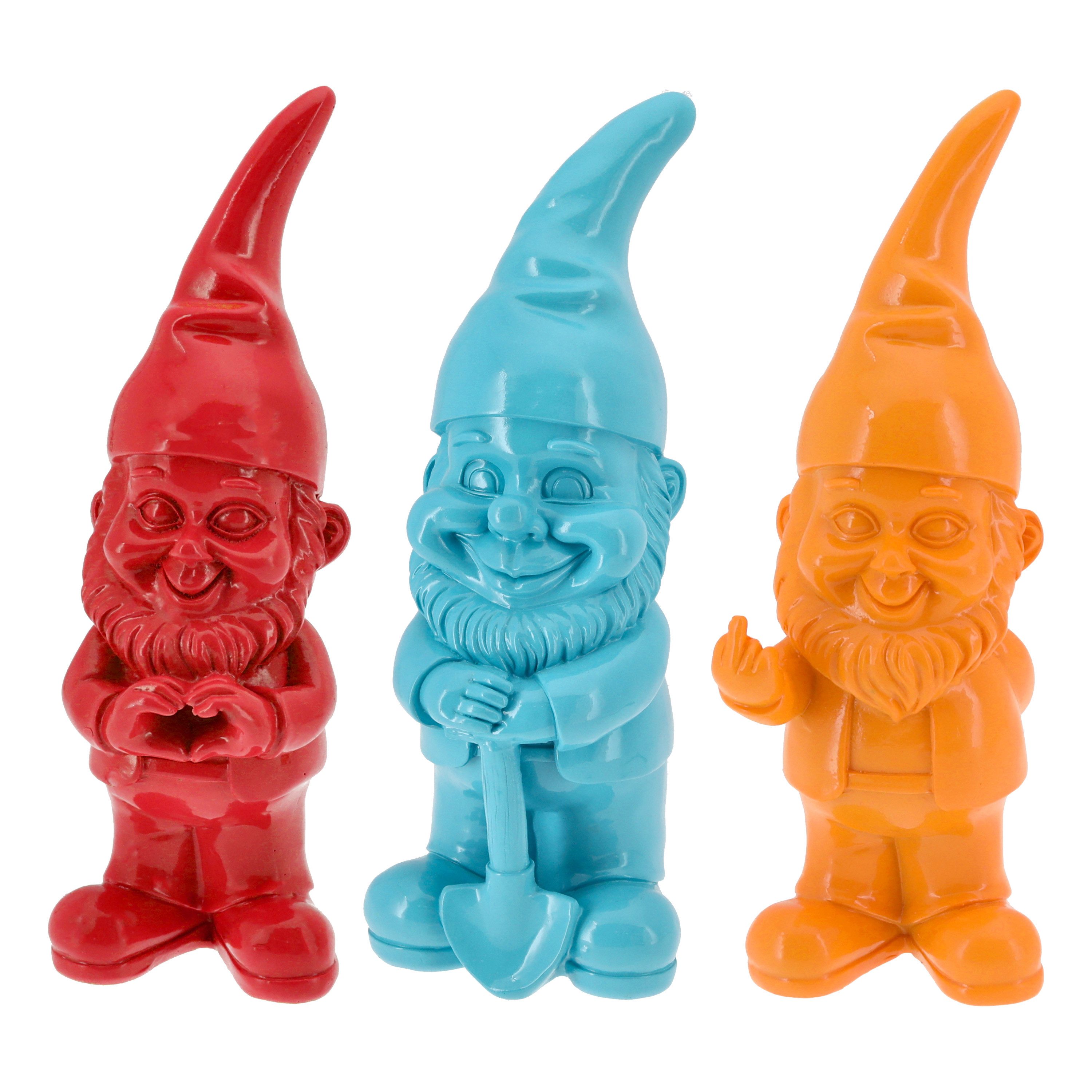 CEPEWA Gartenzwerg XL Gartenzwerg 3er Set Polyresin rot türkis orange 13x40x12cm Figur