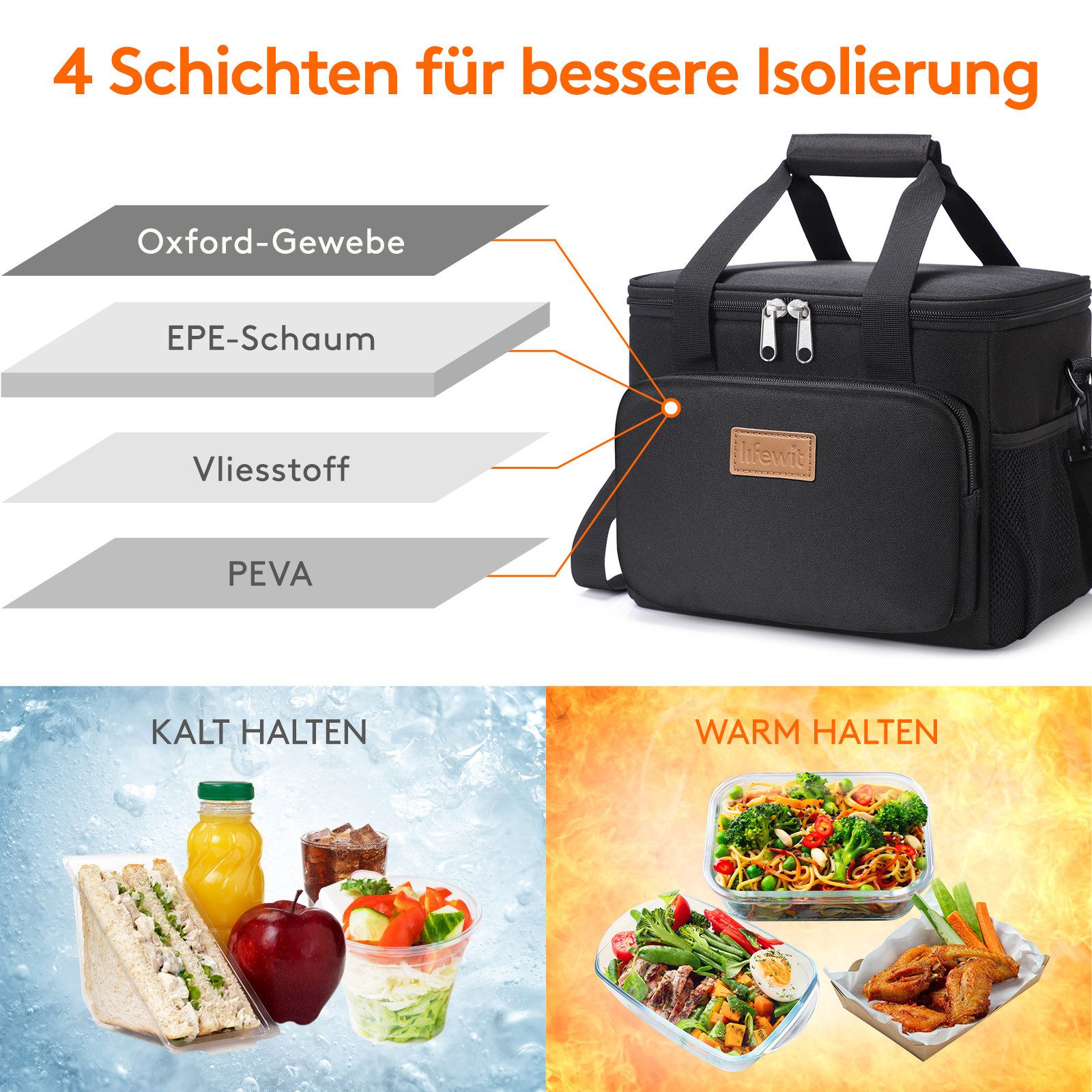 Lifewit Picknicktasche Kühltasche faltbar Thermotasche Picknicktasche Lebensmitteltransport (Set), Insulated, Portable