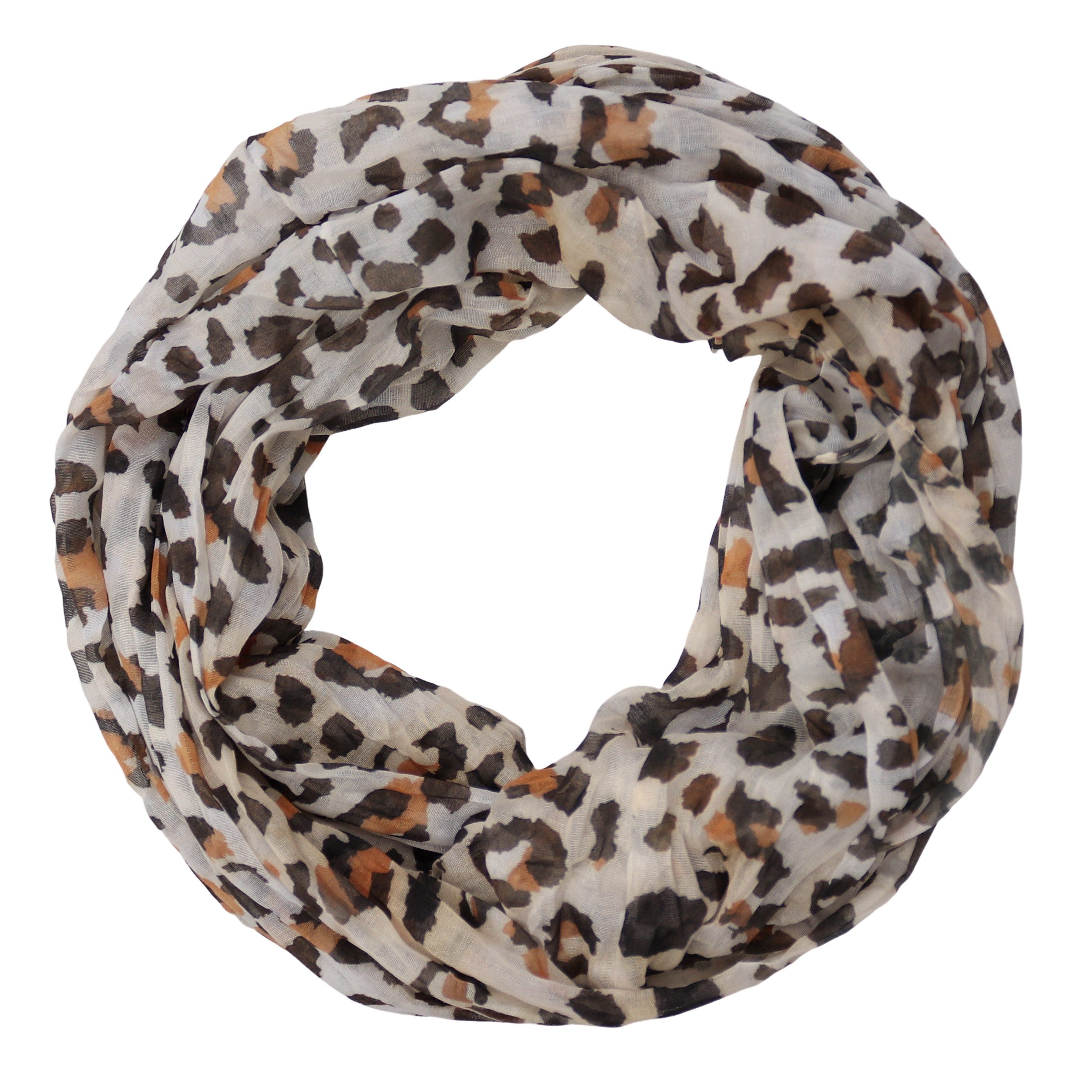 MIRROSI Loop Damen Schal mit Leopard-Muster Weich Schlauchschal, (zweimal um den Hals wickelbar, ca.45x75cm), Damen Halstuch ideal für Frühling, Sommer oder Herbst