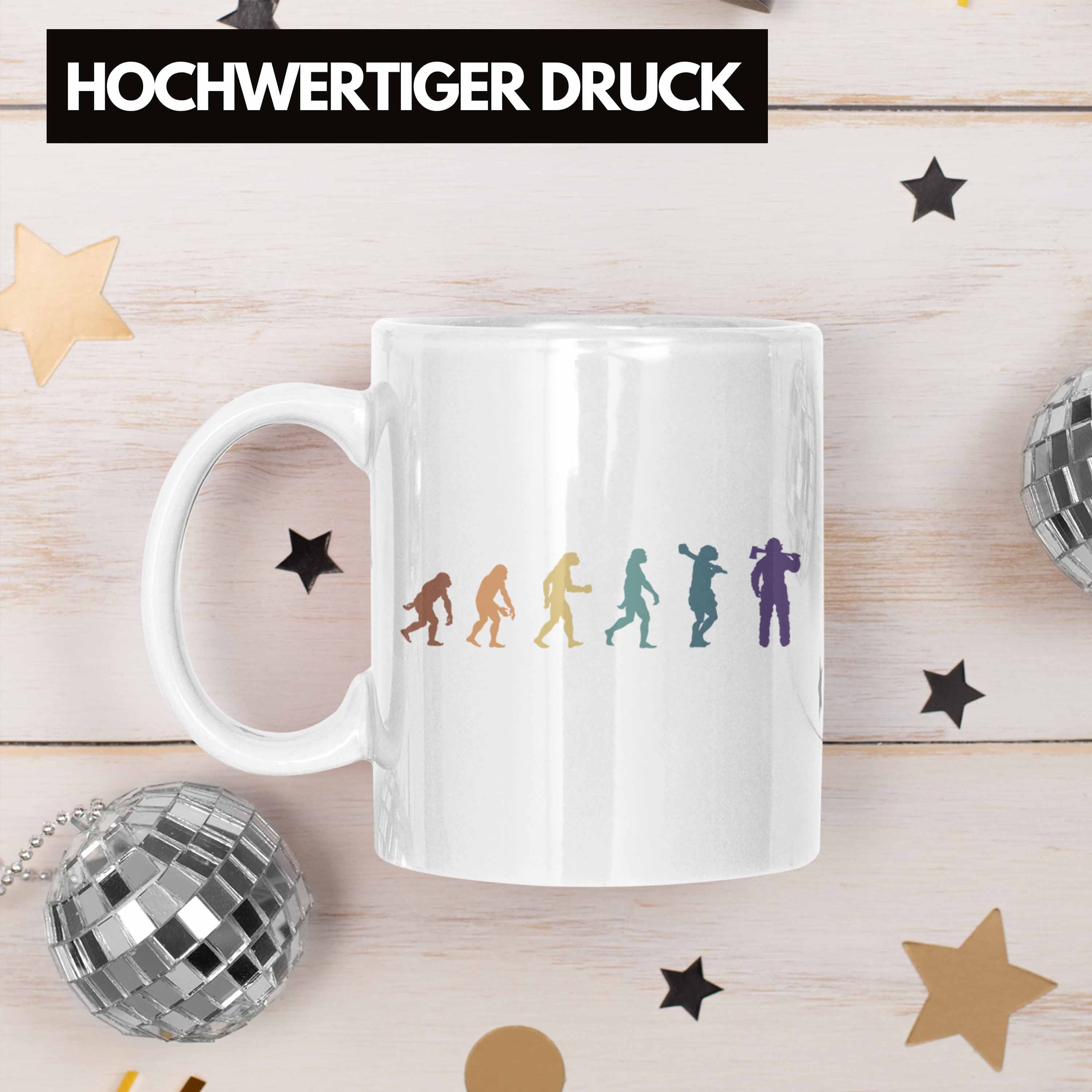 Evolution Männer Geburtstag - Grafik Tasse Spruch Feuerwehrmann Trendation Geschenk Feuerwehr Weiss Trendation Tasse für