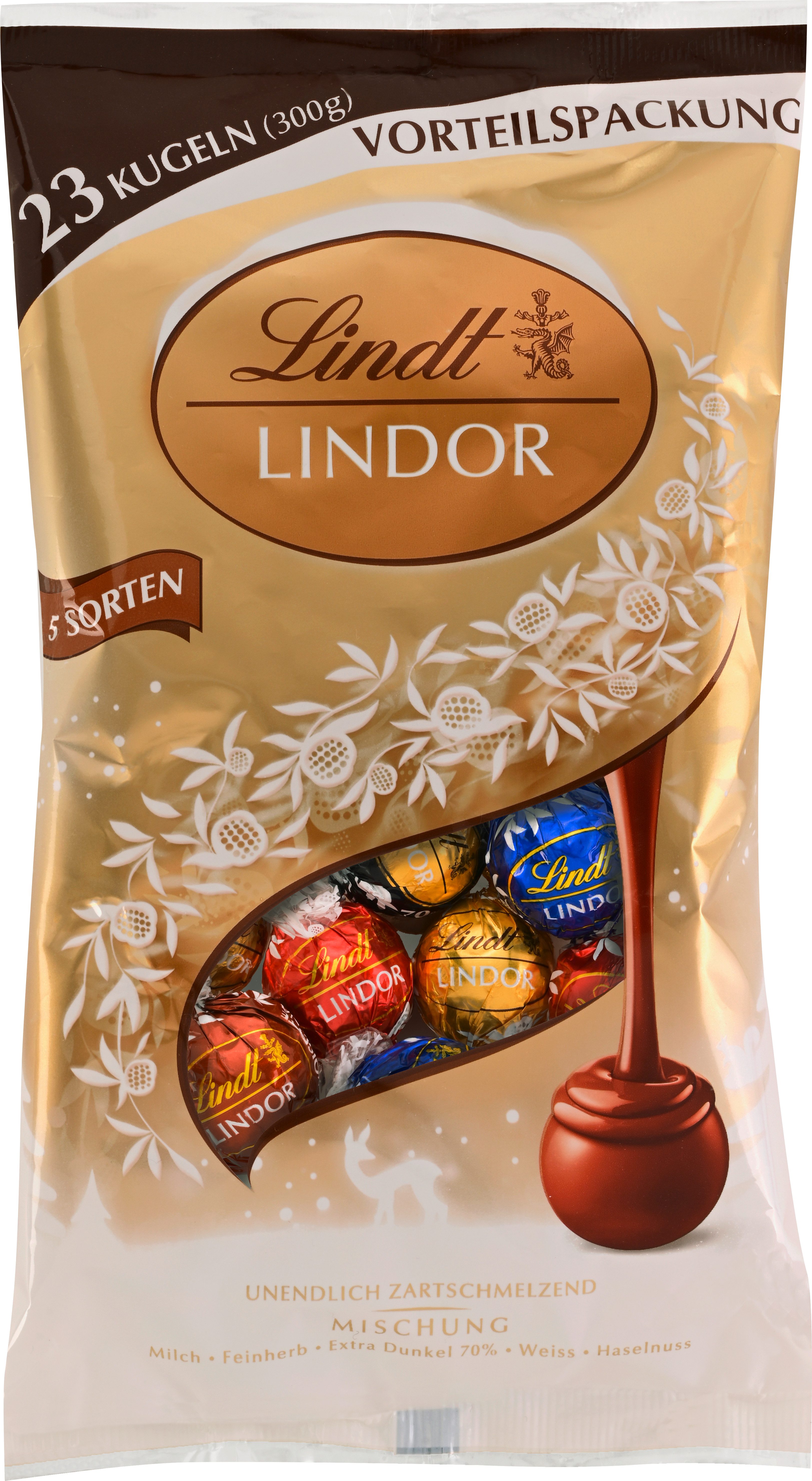 Lindt LINDOR Schokolade LINDOR 300g XXL Mischbeutel Pralinen Schokolade Kugeln Geschenk