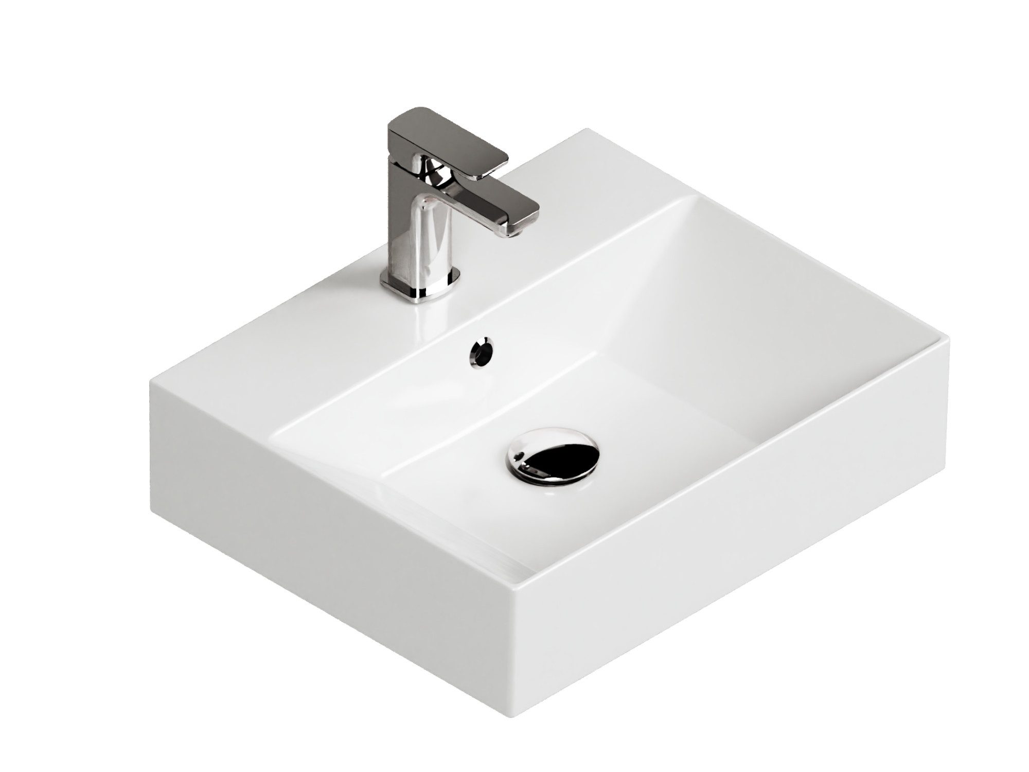 Aqua Bagno Waschbecken Aufsatzwaschbecken 50cm weiß eckig wandhängend Wasch günstig online kaufen