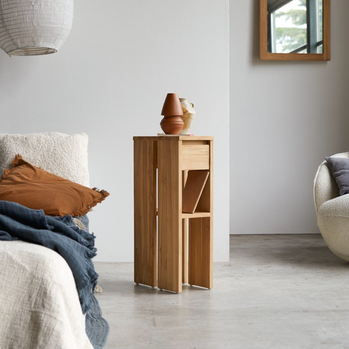 Tikamoon Nachttisch Nachtschrank Nachttisch Konsole Highboard aus teak massiv Teakholz neu