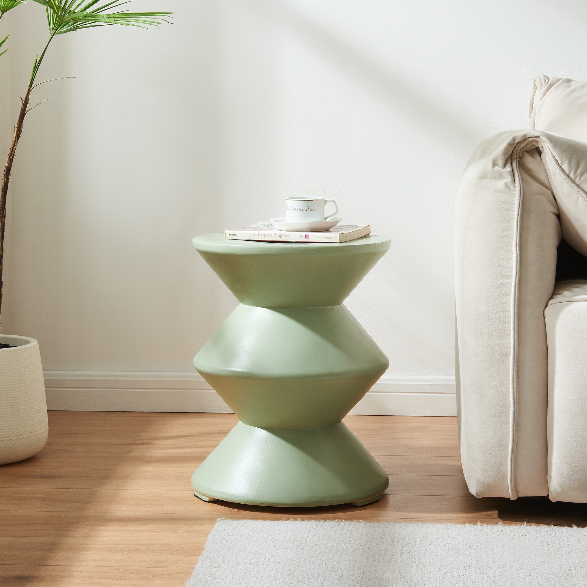 en.casa Beistelltisch, »Kyppeslo« 47xØ37 cm Indoor Outdoor Leichtbeton Mintgrün