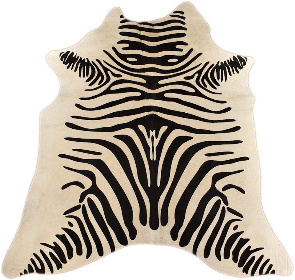 Fellteppich KUHFELL STIERFELL RINDERFELL TEPPICH CREME WEISS MIT ZEBRA PRINT, KUHFELL online & NOMAD