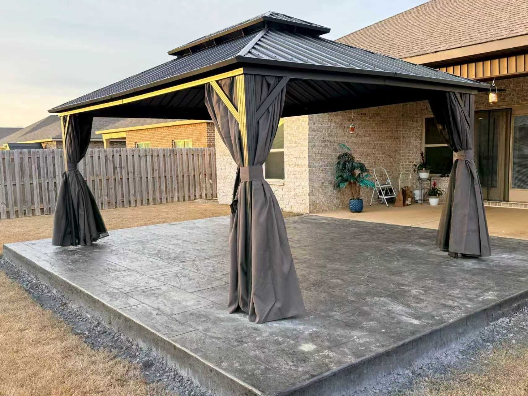 PURPLE LEAF Pavillon Günstiges Gartenpavillon mit LED-Lichterkette, (1 Pavillon + LED-Licht, Vorhängen und Moskitonetz), Wasserdicht, UV-beständig, Privatsphärenschutz