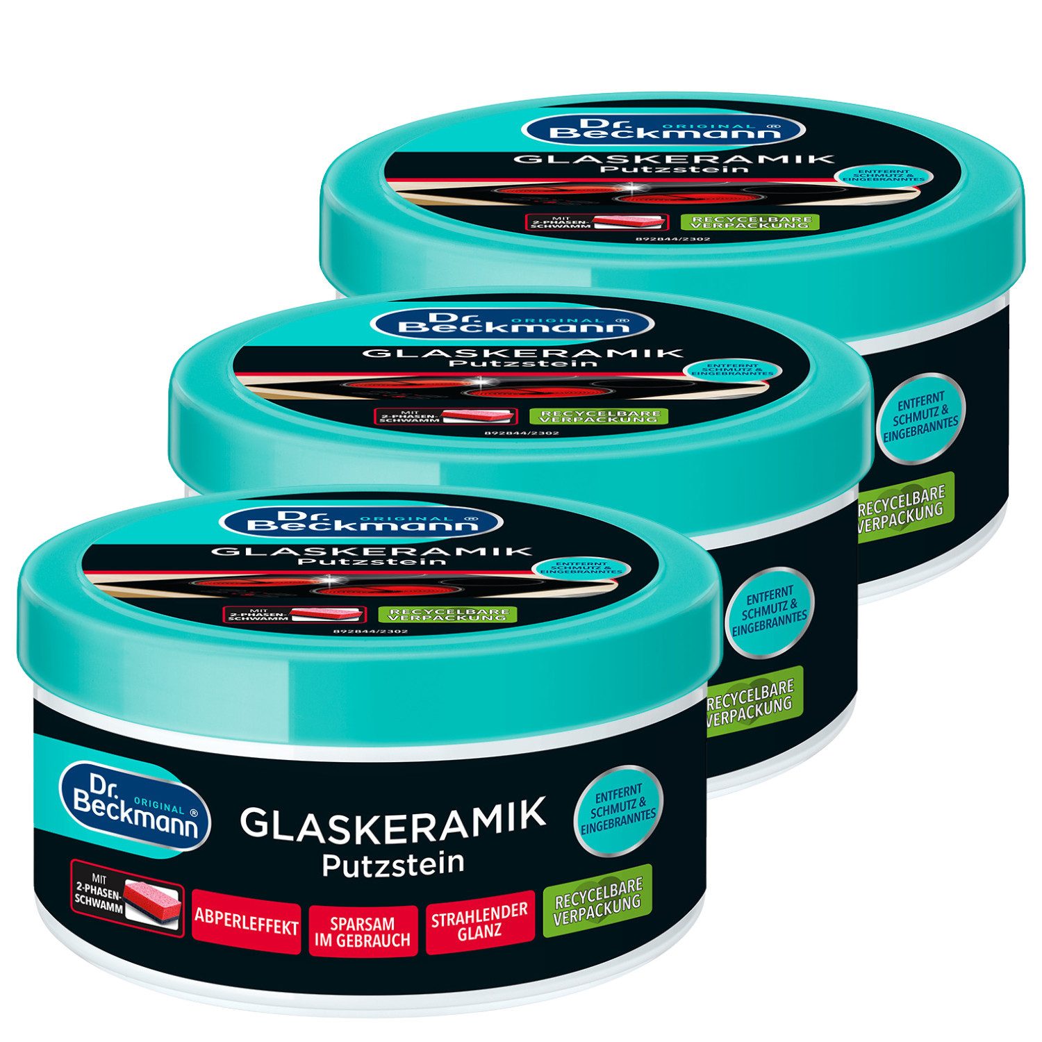 Dr. Beckmann 3 x Dr. Beckmann Glaskeramik Putzstein reinigt kraftvoll & schützt je Glaskeramikreiniger