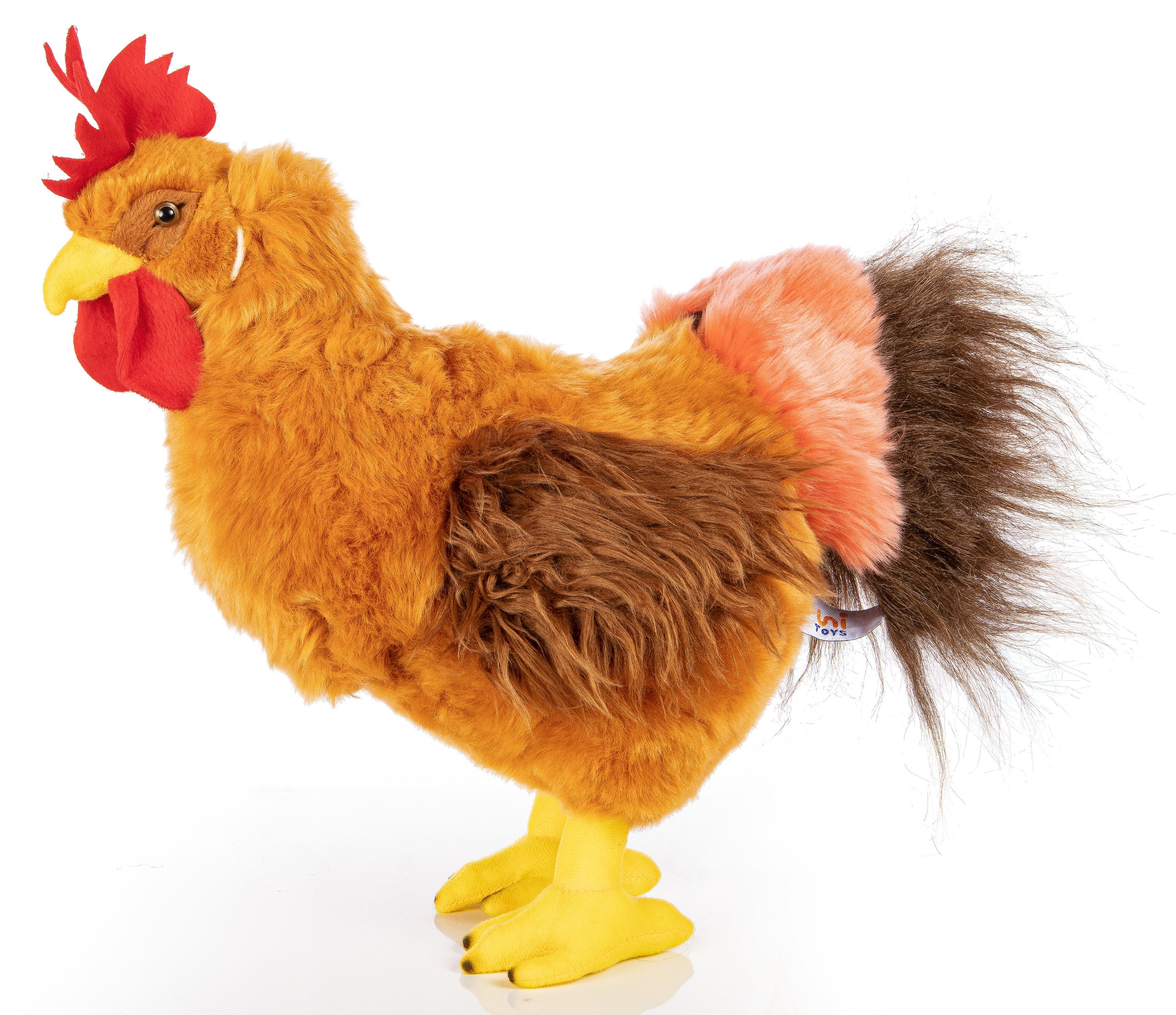 Uni-Toys Kuscheltier Hahn braun - 34 cm (Höhe) - Plüsch-Huhn, Gockel, Vogel - Plüschtier, zu 100 % recyceltes Füllmaterial