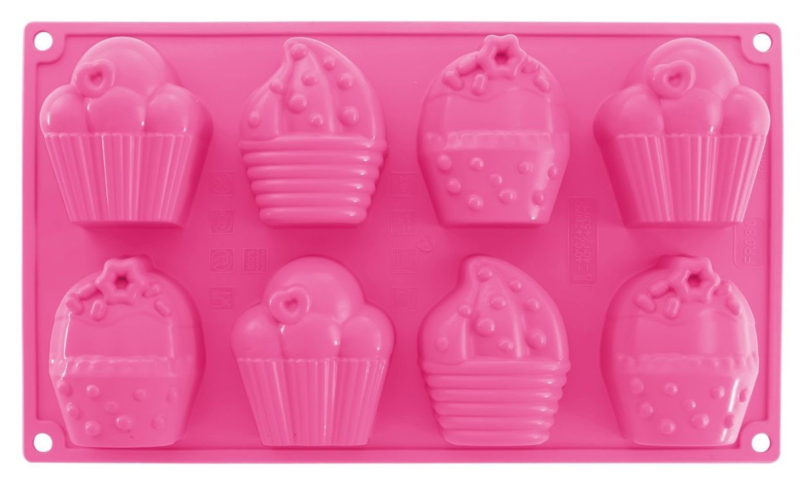 Dr. Oetker Küchenhelfer Silikonform Dr. Oetker - 8er Cupcakes Backform (1595) Pink Muffin- Silikon-