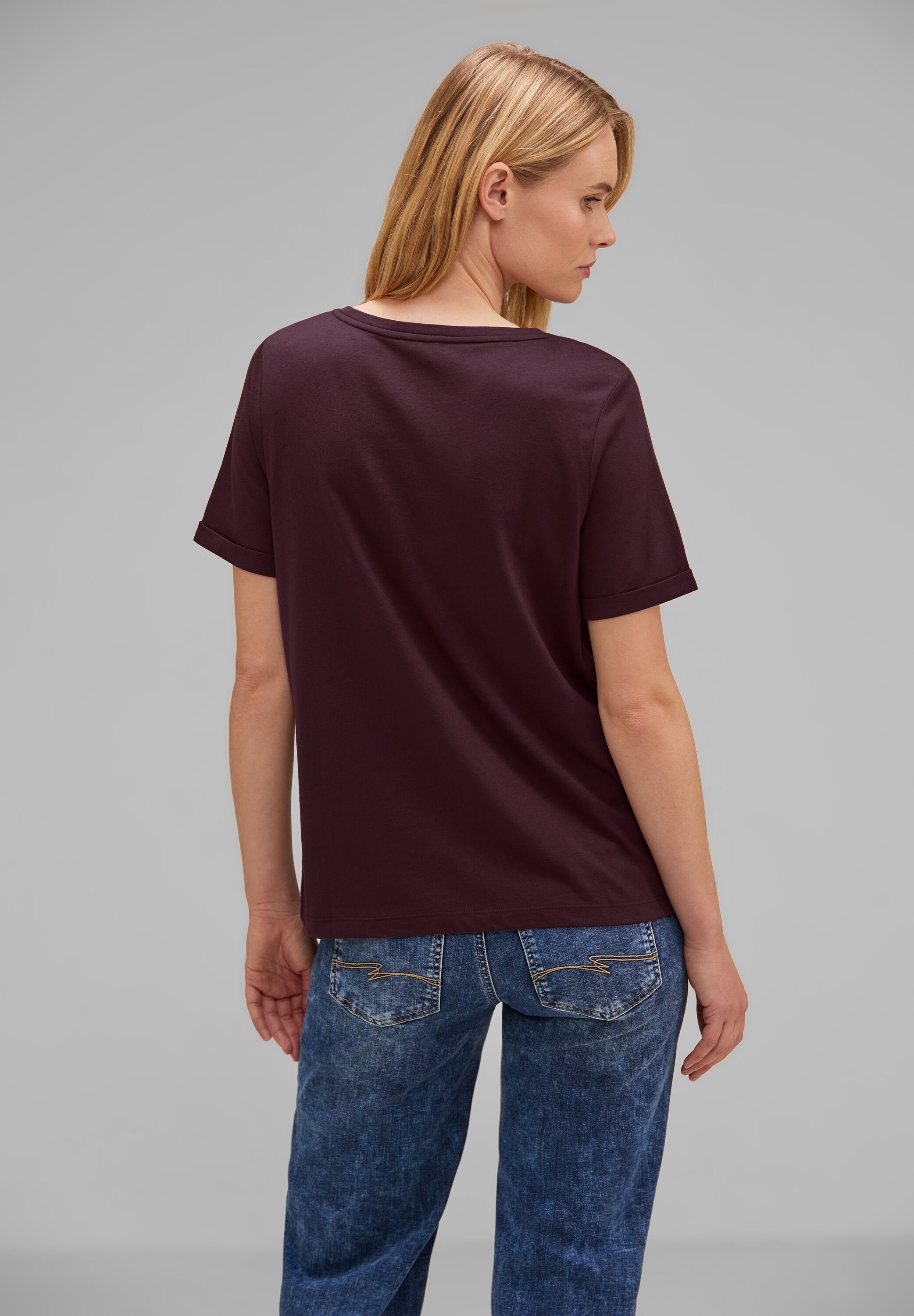 und Wording ONE T-Shirt Print wine STREET plummy mit