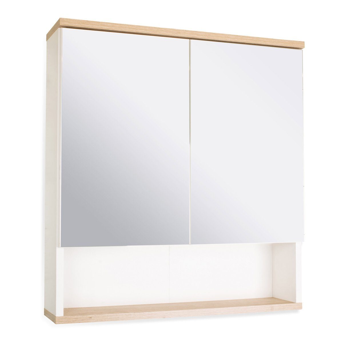 BADEDU Badezimmerspiegelschrank »BadeDu Arc Spiegelschrank mit extra  offenem Regal, Badschrank mit viel Stauraum und 2 Einl« online kaufen | OTTO
