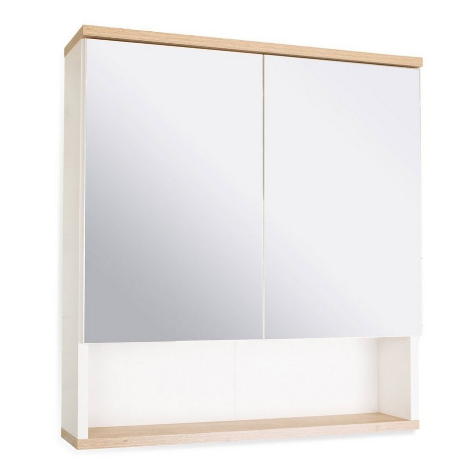 badedu badezimmerspiegelschrank badedu arc spiegelschrank mit zusätzlicher  ablage – alibertschrank für das badezimmer (60 cm x 65 cm x 16 cm) –