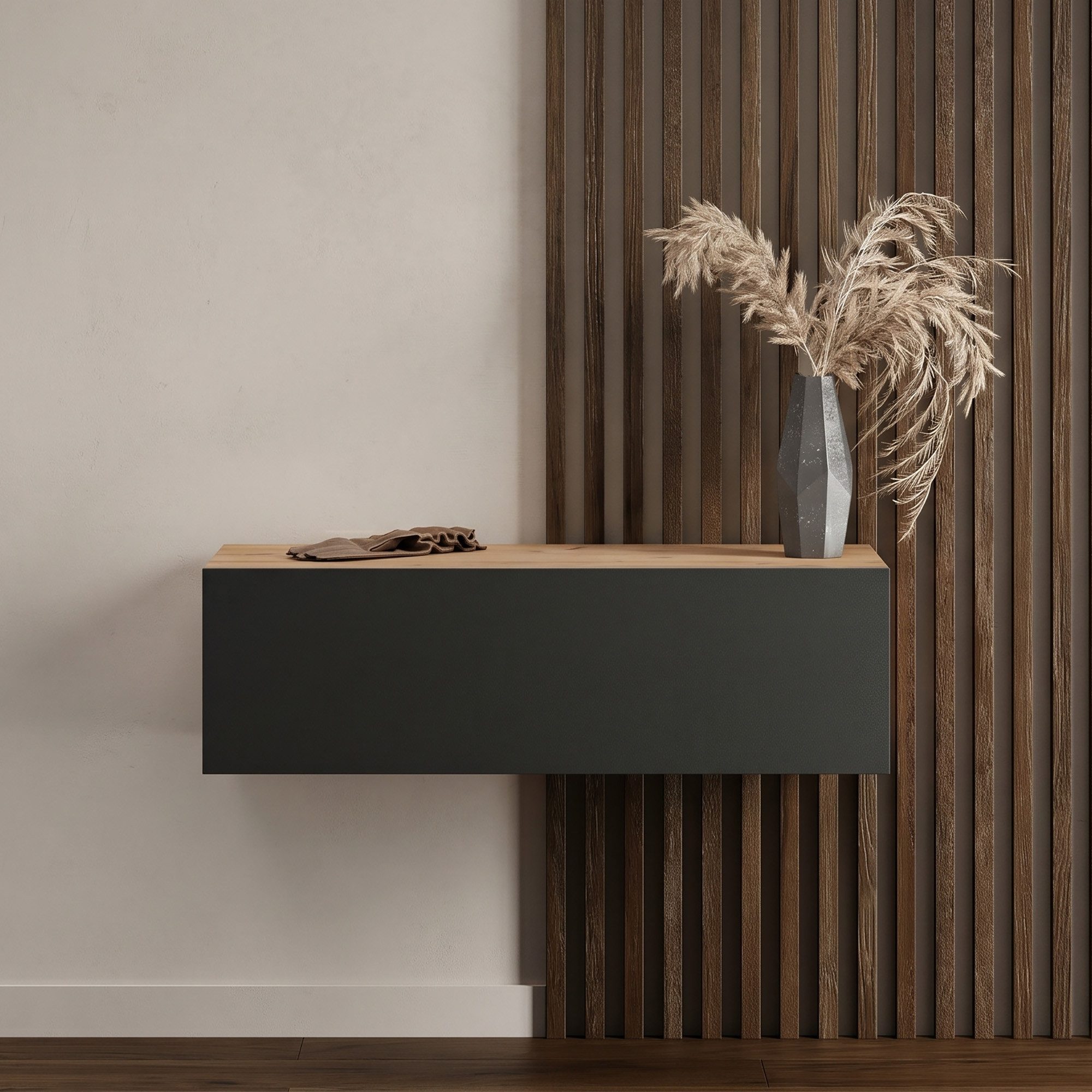 Planetmöbel Garderobenschrank Kompaktgarderobe Wandschrank 100 cm (schmaler Flurschrank mit Stauraum, 1-St., Flurgarderobe mit Soft-Open Funktion) Flurkommode vielseitig kombinierbar