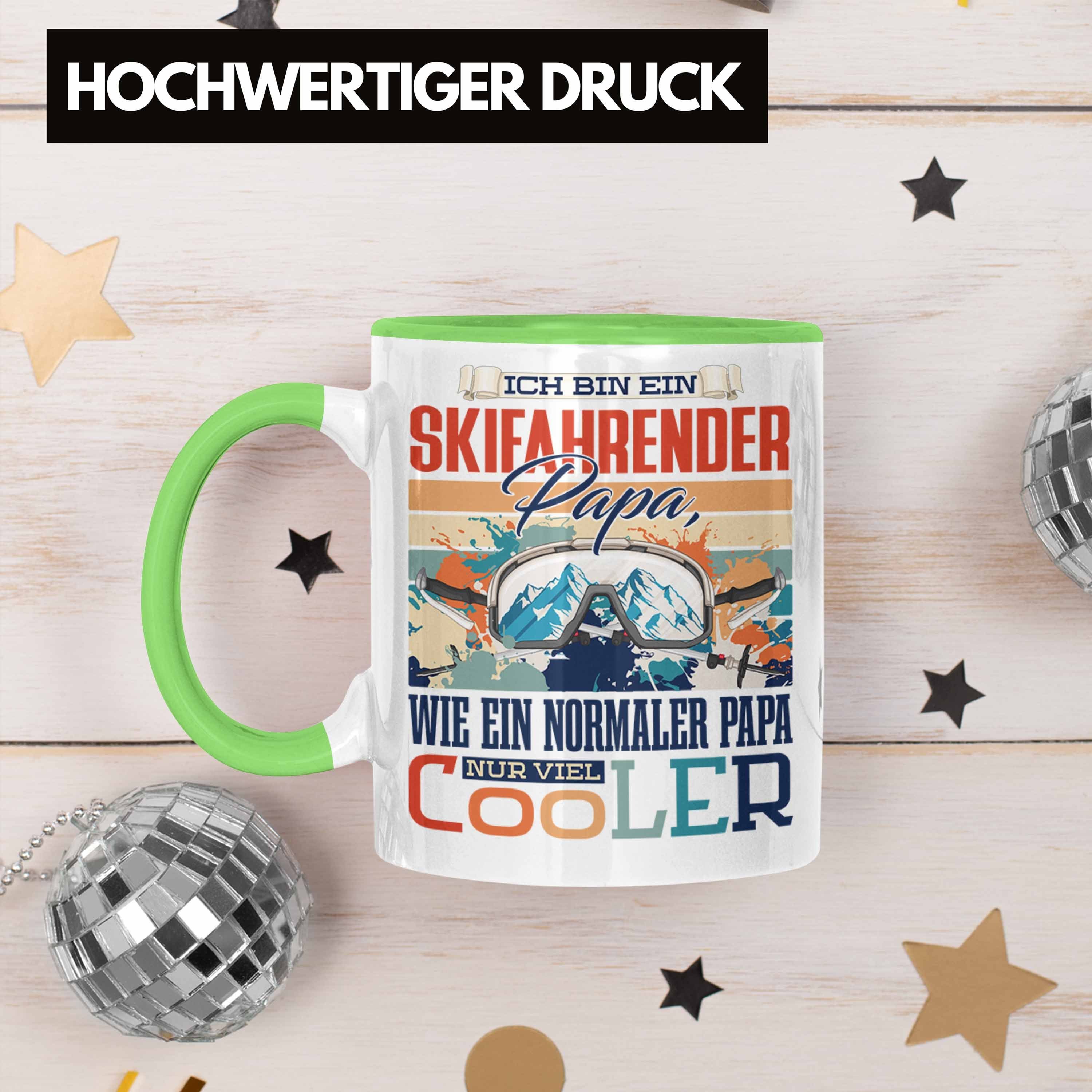 Grün Tasse Trendation Geschenk Vat Ski-Fahren - Papa Trendation Geschenkidee Tasse Vater zum