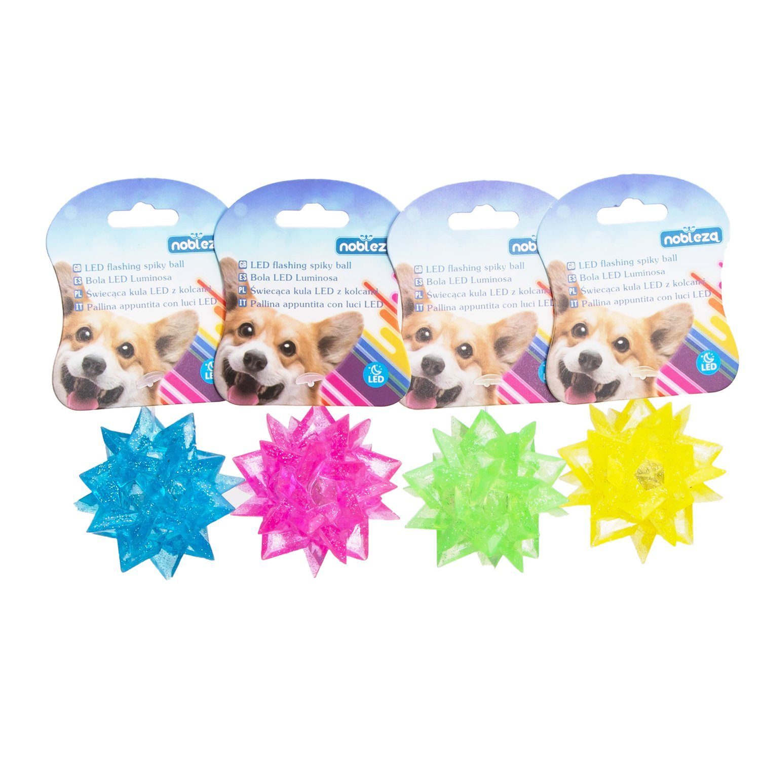 Tierball 12 Stück LED blinkende Stachelkugel Hundespielzeug Kauspielzeug