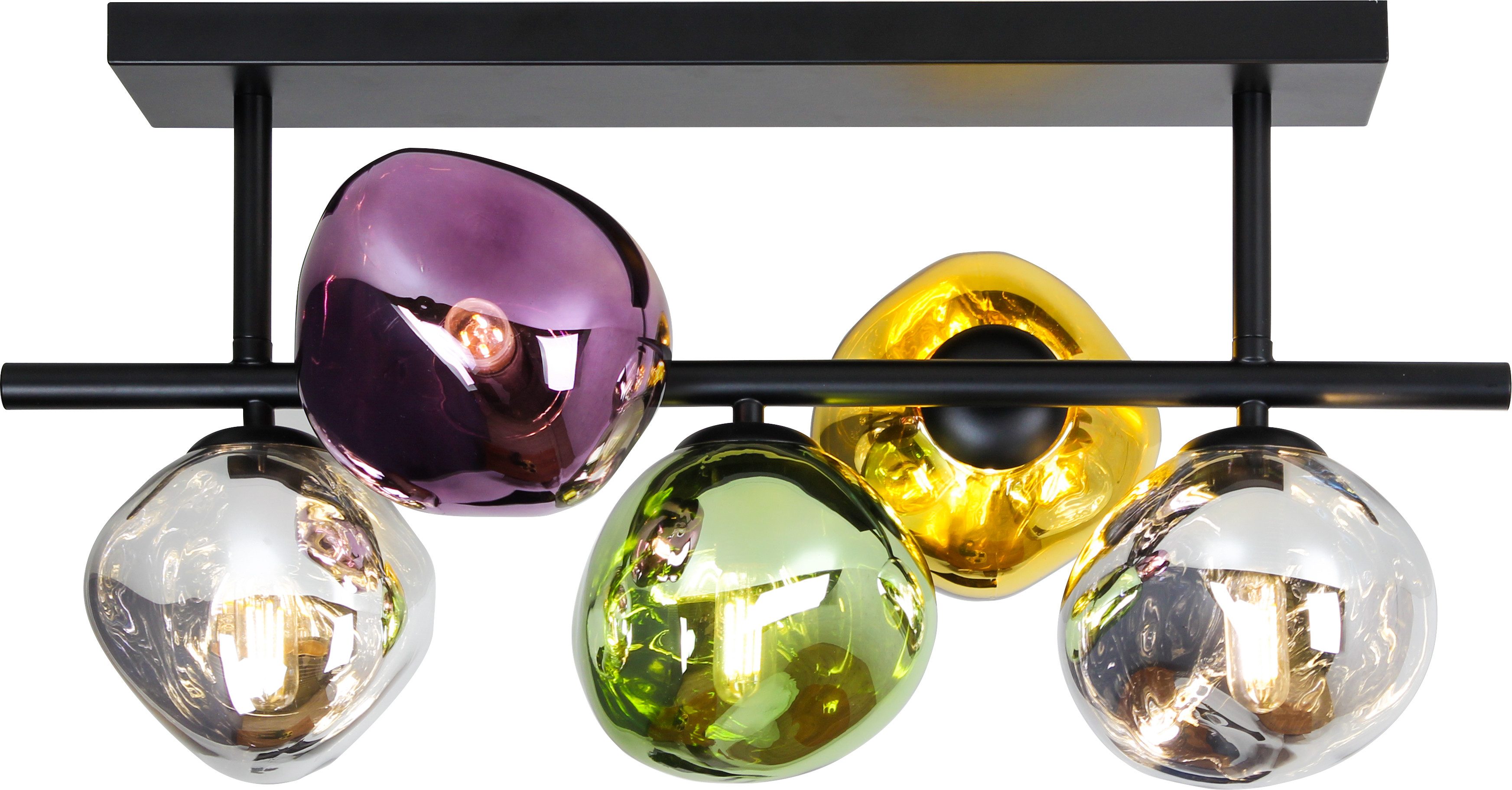 Deckenleuchte Canopus, multicolor, fünfflammig, Glas, E14 günstig online kaufen