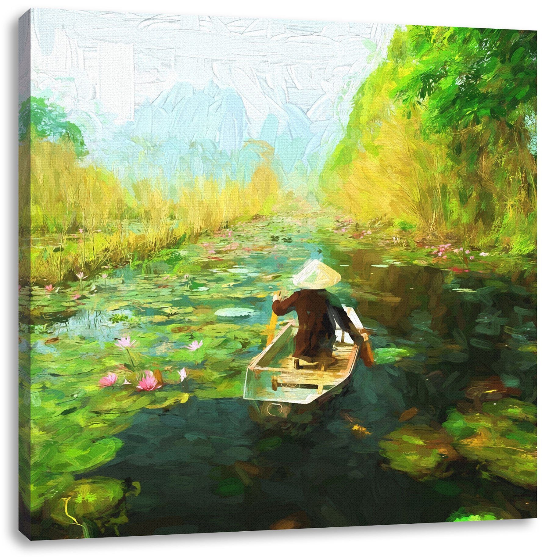 Pixxprint Leinwandbild Yen-Stream Vietnam, Yen-Stream Vietnam (1 St), Leinwandbild fertig bespannt, inkl. Zackenaufhänger