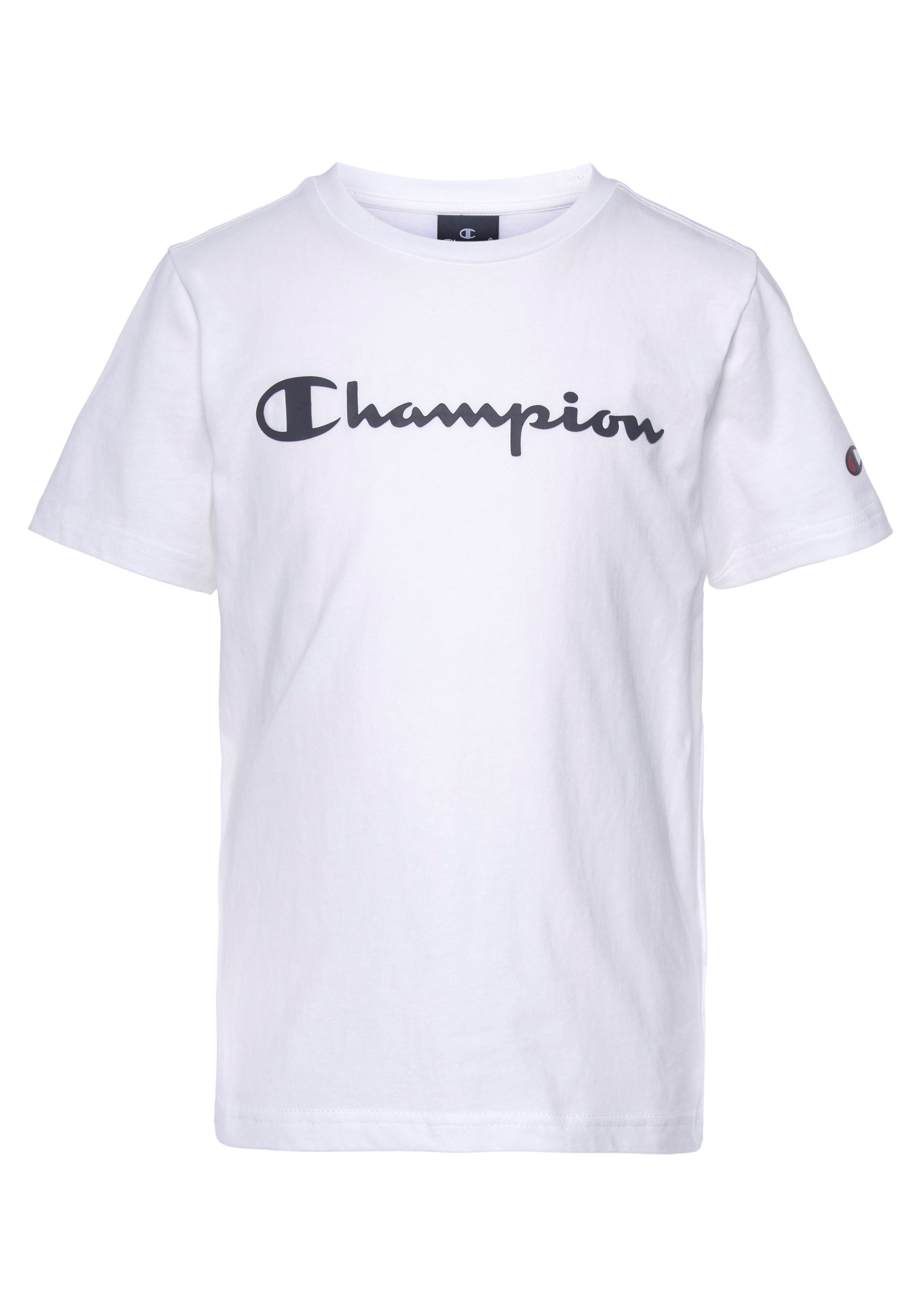 Champion T-Shirt (Packung, 2-tlg) Kurzarm, mit Logoschriftzug, aus Baumwolle und Polyester