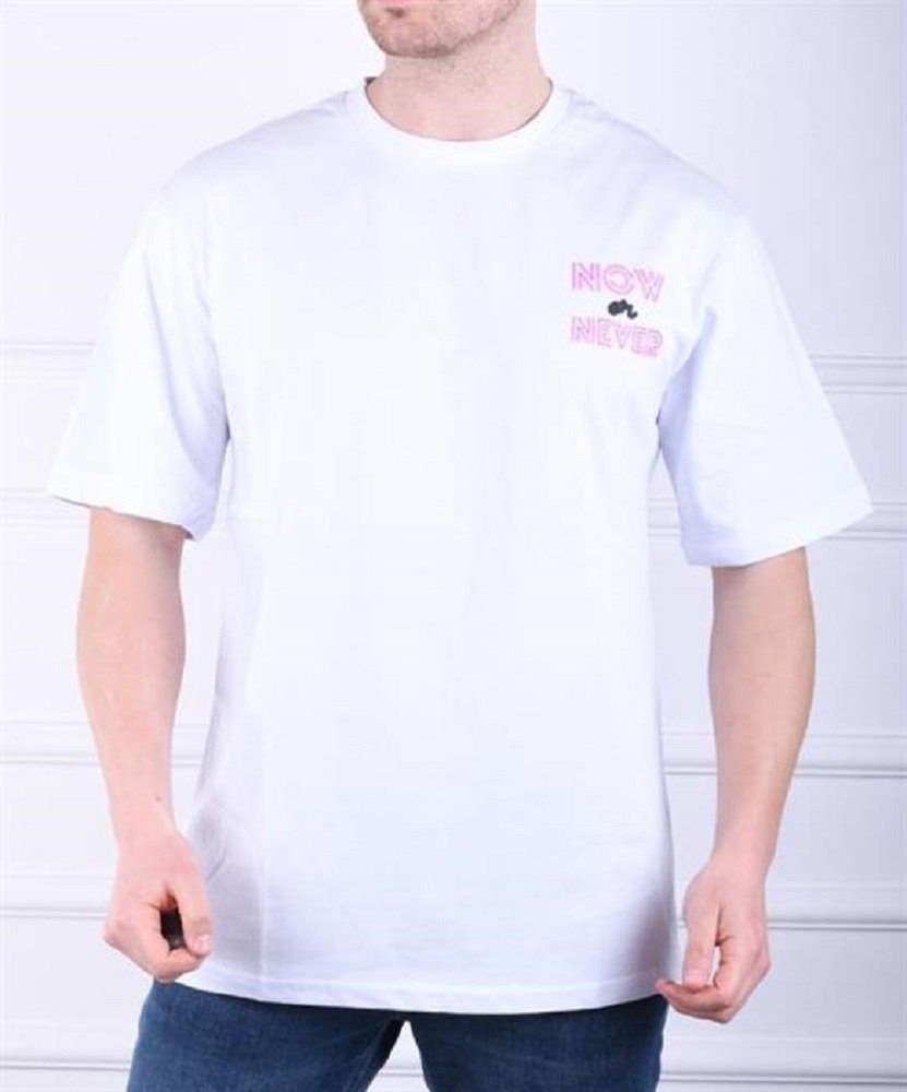 Megaman Jeans T-Shirt Herren T-Shirt Basic Long Tee Designer Shirt Tee Sommer Oversize TS-5004 weiß