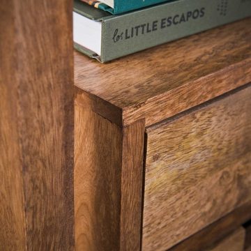 RINGO-Living Beistelltisch Massivholz Nachttisch Iolani mit 2 Schubladen in Natur-hell, Möbel