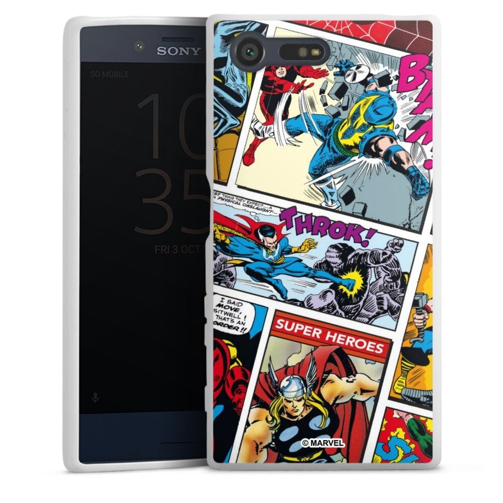 DeinDesign Handyhülle Marvel Retro Comic Blue, Sony Xperia X Compact Silikon Hülle Bumper Case Handy Schutzhülle