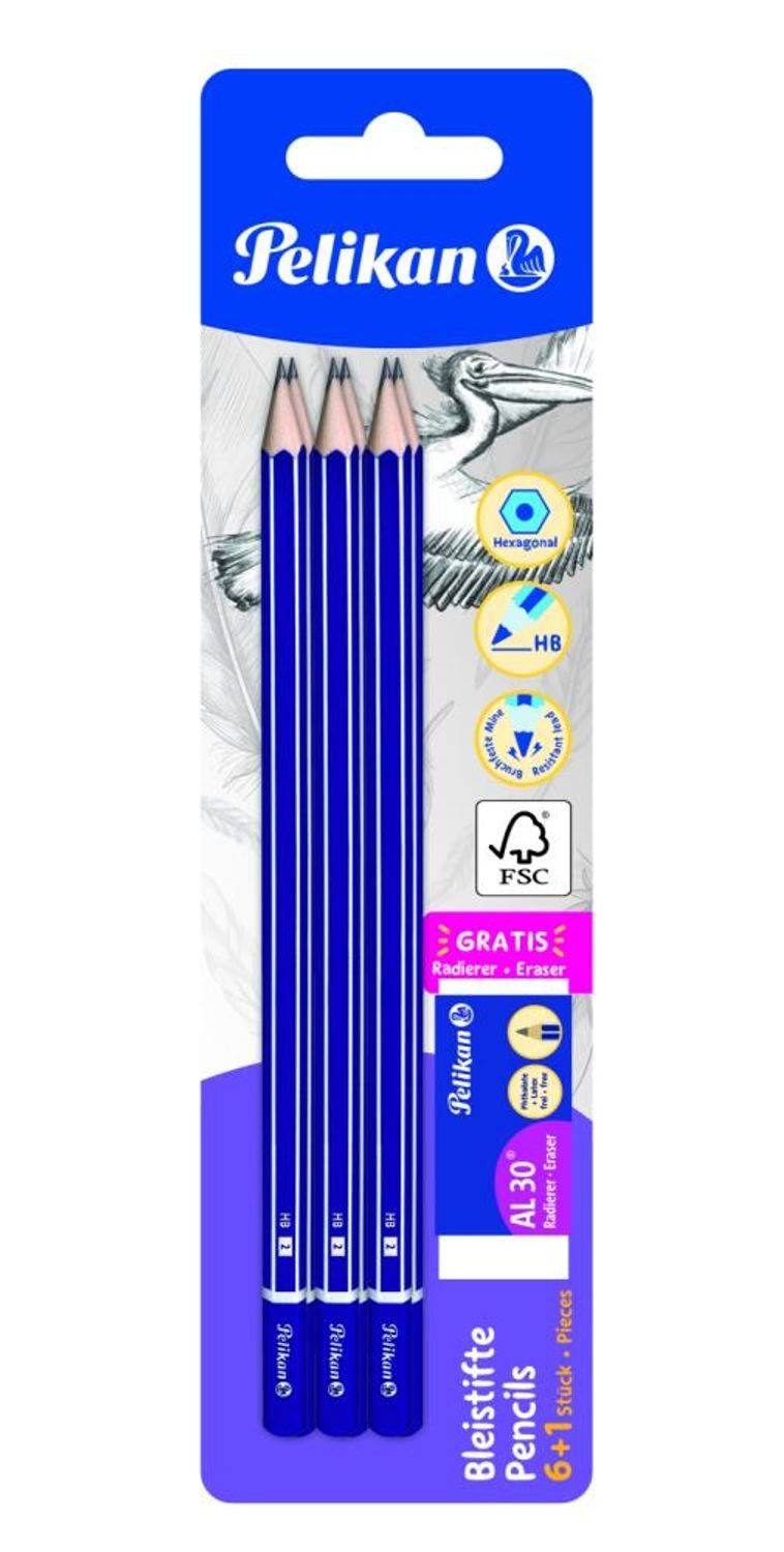 Pelikan Bleistift PELIKAN Bleistifte 6er HB + Radierer Gratis