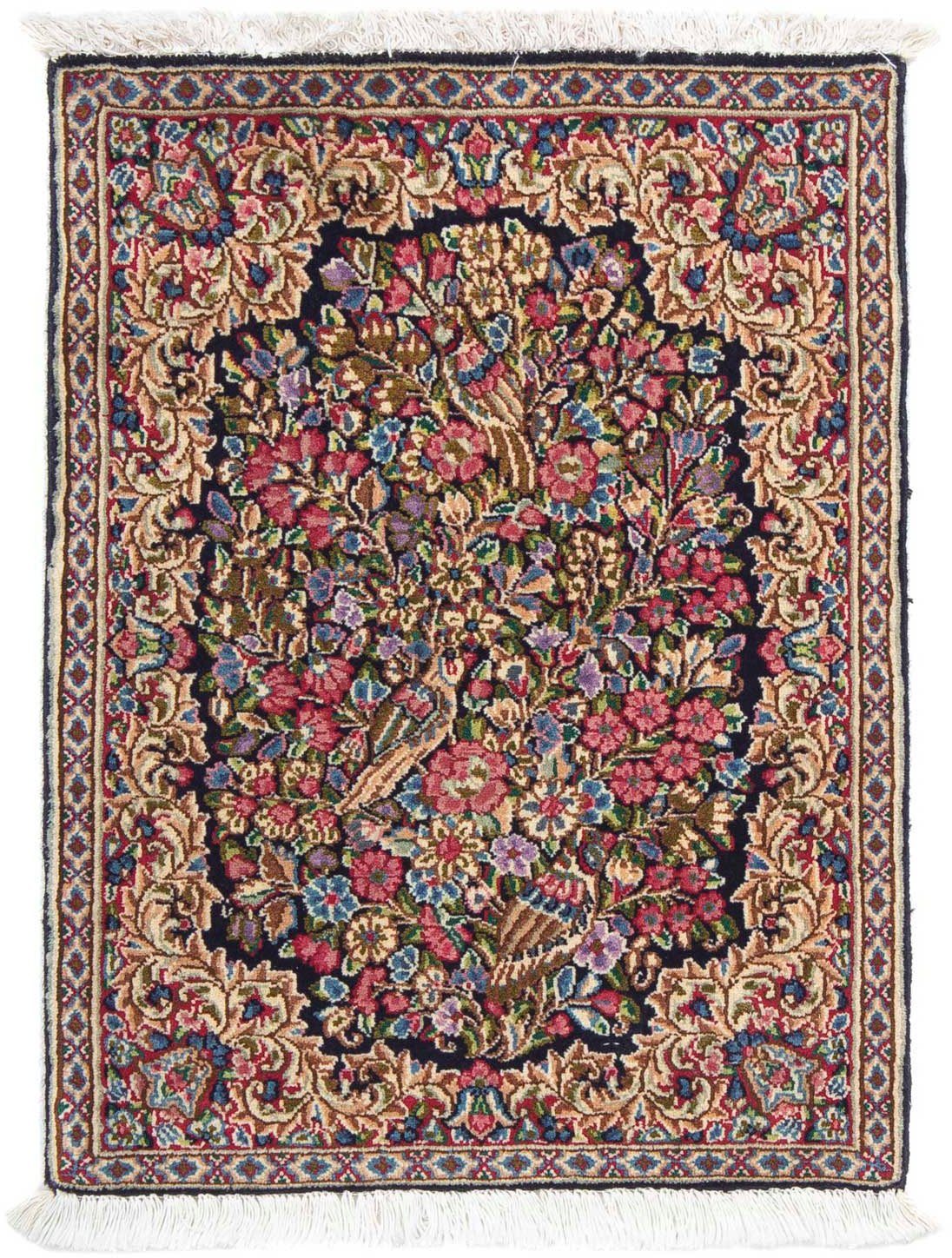 Wollteppich Rafsanjan Blumenmuster Blu 70 x 53 cm, morgenland, rechteckig, Höhe: 10 mm, Handgeknüpft | Kurzflor-Teppiche