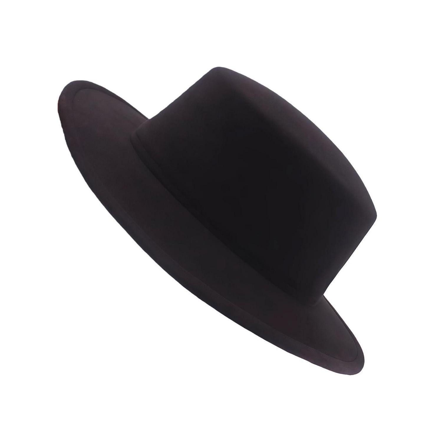 LuxusKollektion Fedora Fedora-Hut Wollmischung Schwarz Unisex Größe 58 Krempe 7 cm