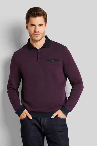 bugatti Langarm-Poloshirt in 2-tone-Optik