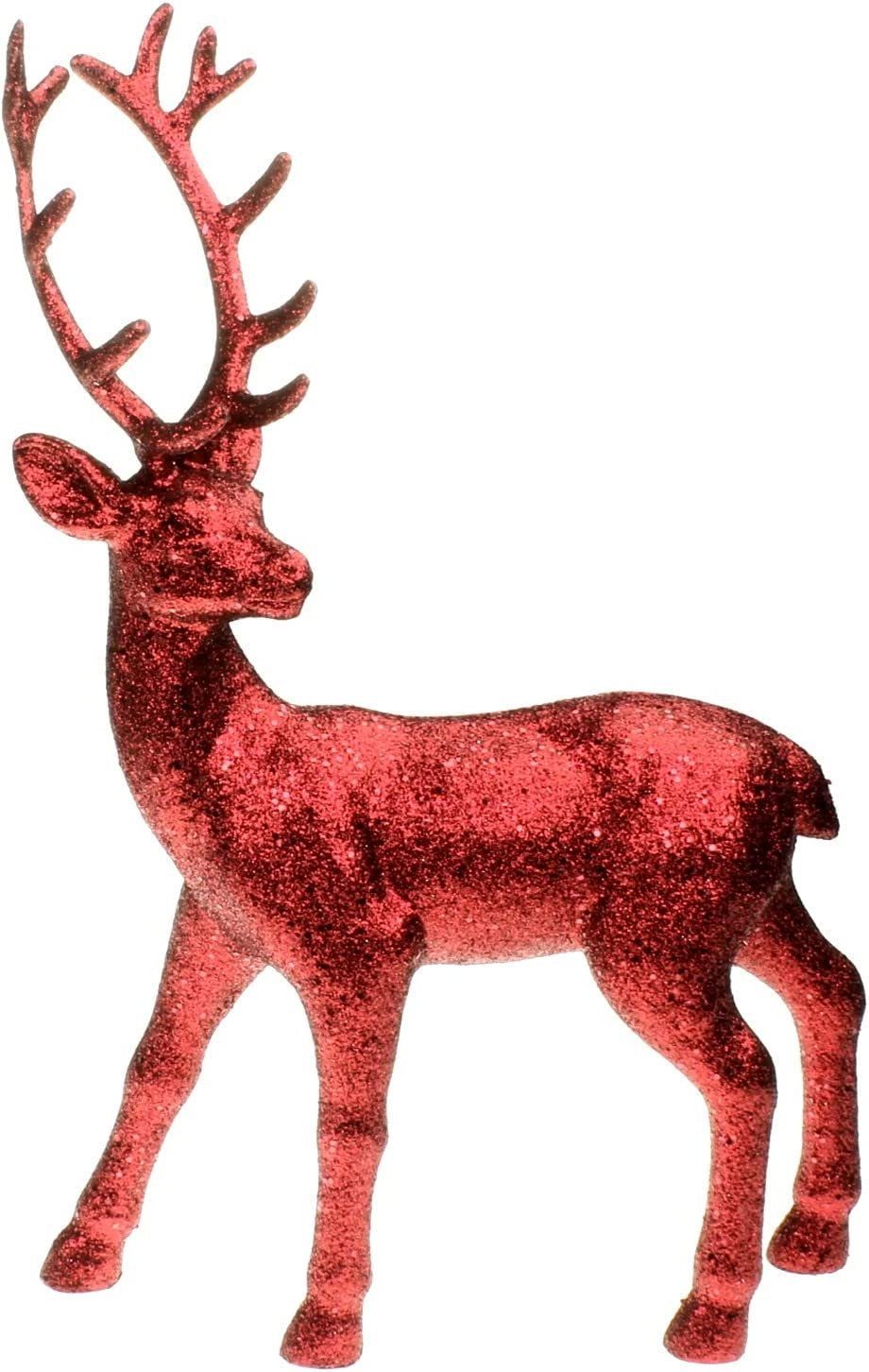 Macosa Home Weihnachtsfigur Deko-Hirsch glitzernd Hirschdekoration  Weihnachten Winter Tierfigur, Deko Hirsch stehend Rot Weihnachtsdeko  Dekofigur Deko-Hirsch glitzernd