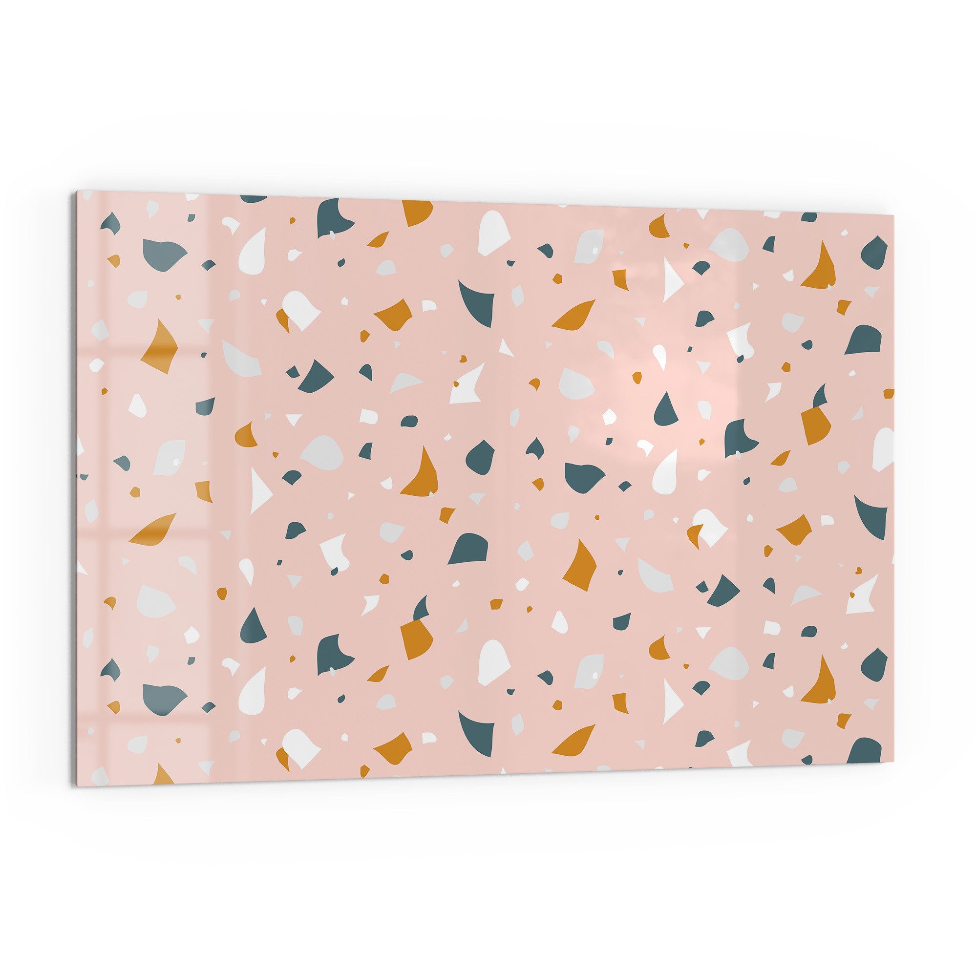 DEQORI Küchenrückwand 'Rosa Terrazzo-Zauber', Glas Spritzschutz Badrückwand Herdblende