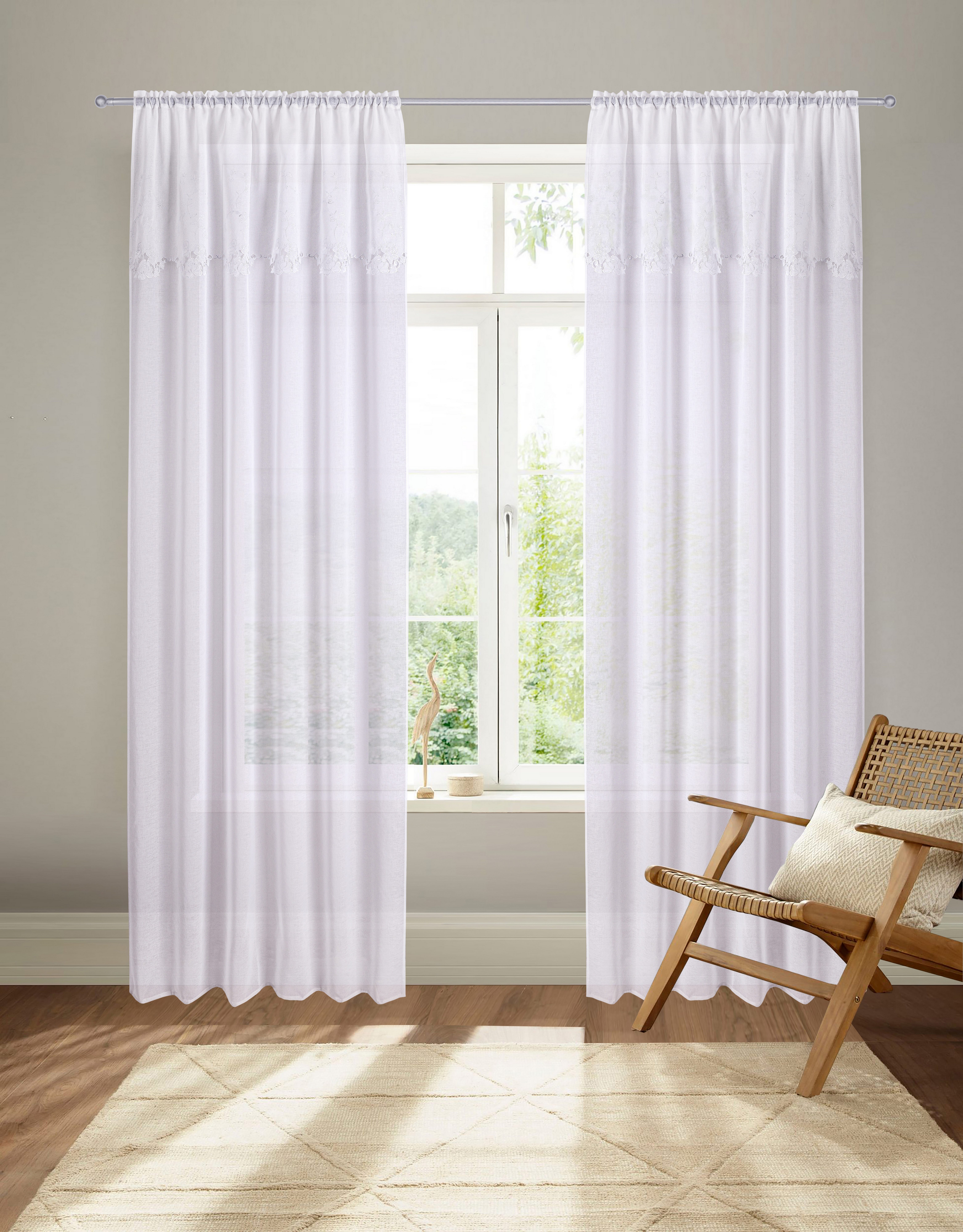 Home affaire Gardine Riedbach (1 St), Stangendurchzug, transparent, mit flo günstig online kaufen