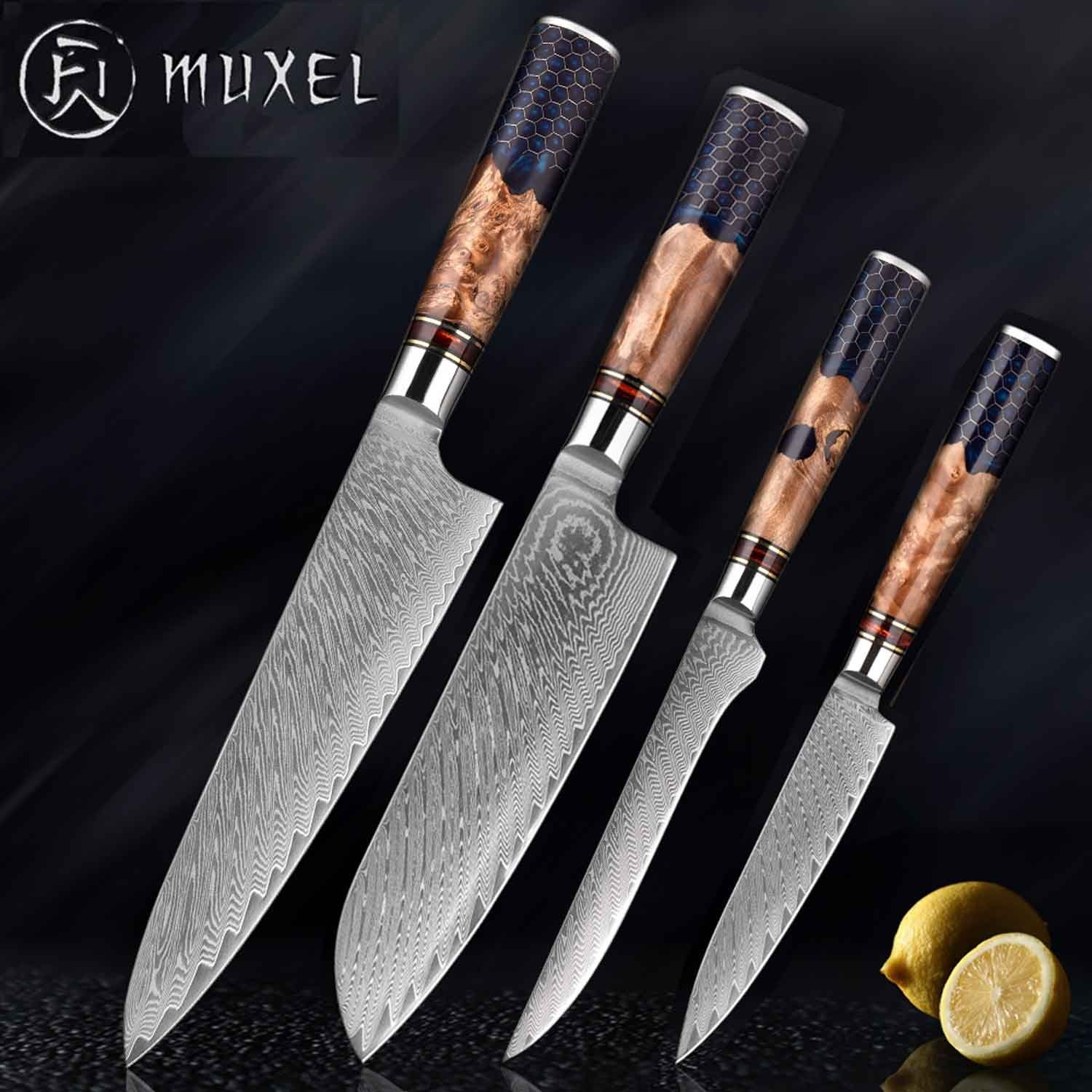 Jedes Allzweckmesser Küchenmesser Extrem ist Unikat Kochmesser, ein Damast 4-tlg scharfe schöne extrem Set Muxel Messer