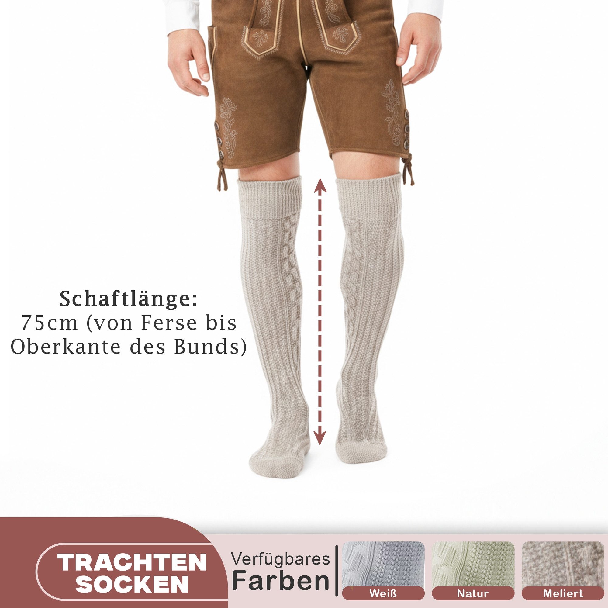 German Wear Trachtensocken ANG252 EXTRA Lange Trachtensocken Strümpfe Kniebundsocken