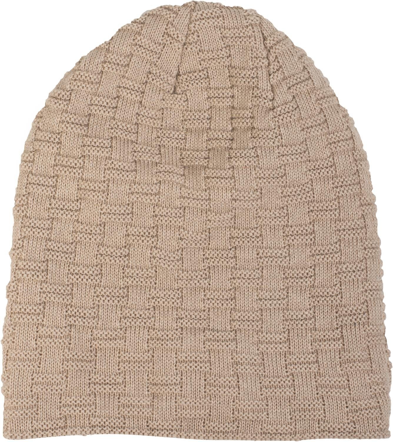 styleBREAKER Strickmütze Feinstrick Beanie mit Flecht Muster und Teddyfleece (1-St)