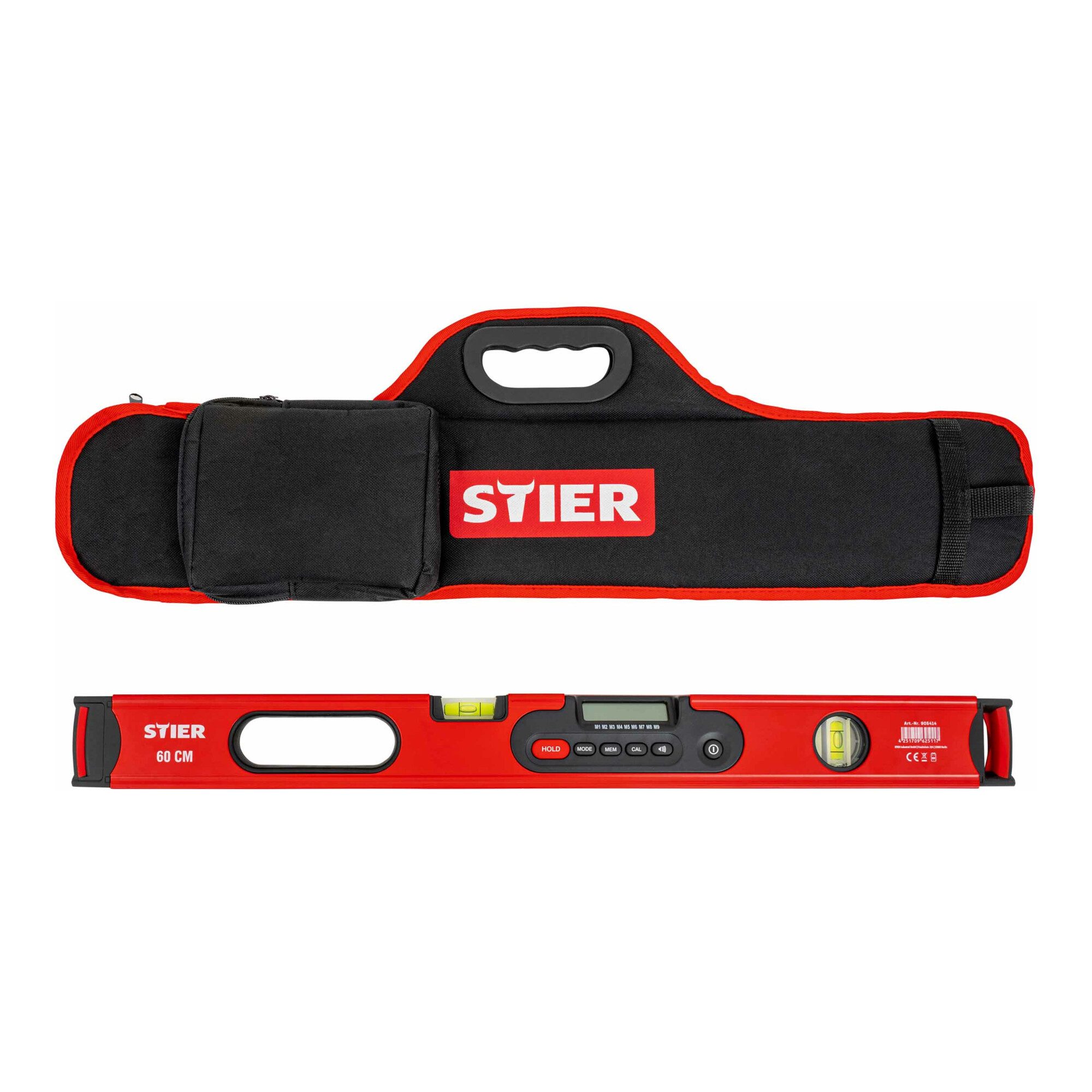 Stier Wasserwaage STIER Digitale Wasserwaage SDW-600 LCD-Display ±0,2° HOLD-Funktion 60