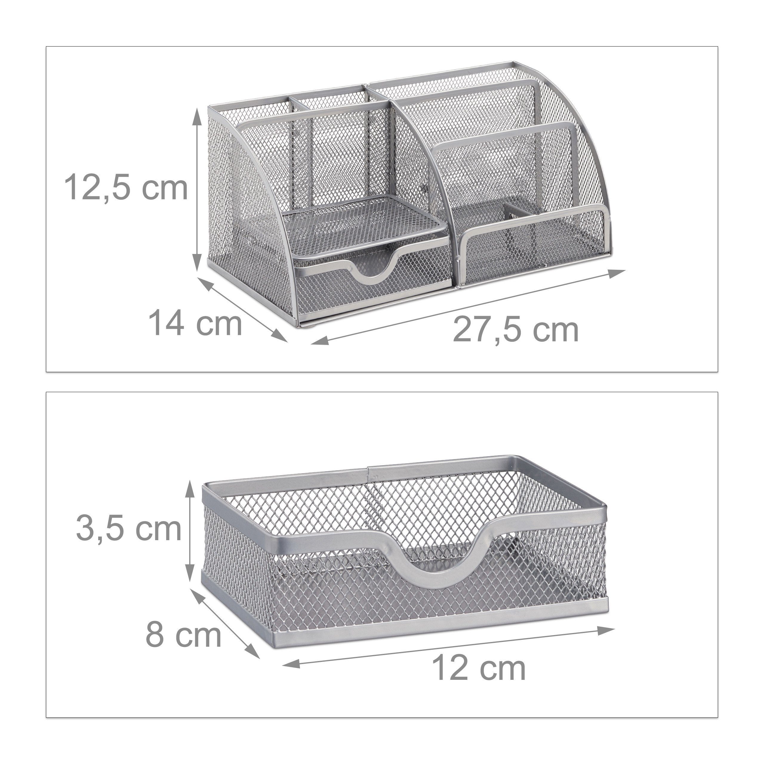 relaxdays Organizer Schreibtischorganizer 6 Ablagen Metall, silber
