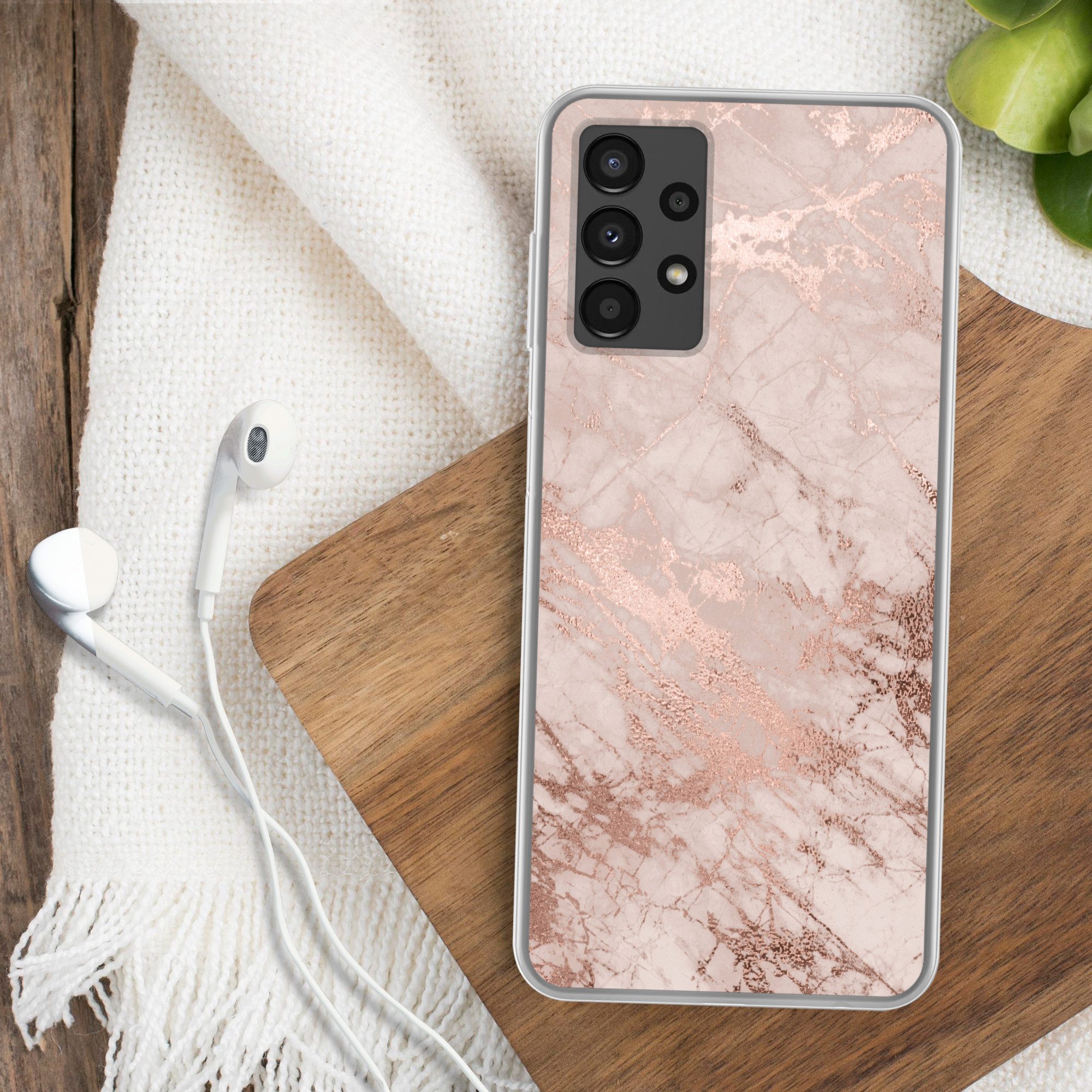 MuchoWow Handyhülle für Samsung Galaxy A13 4G Marmor - Rosa - Luxus - Marmoroptik - Glitze, Smartphone-Bumper, Print, Handy Schutzhülle Dünn