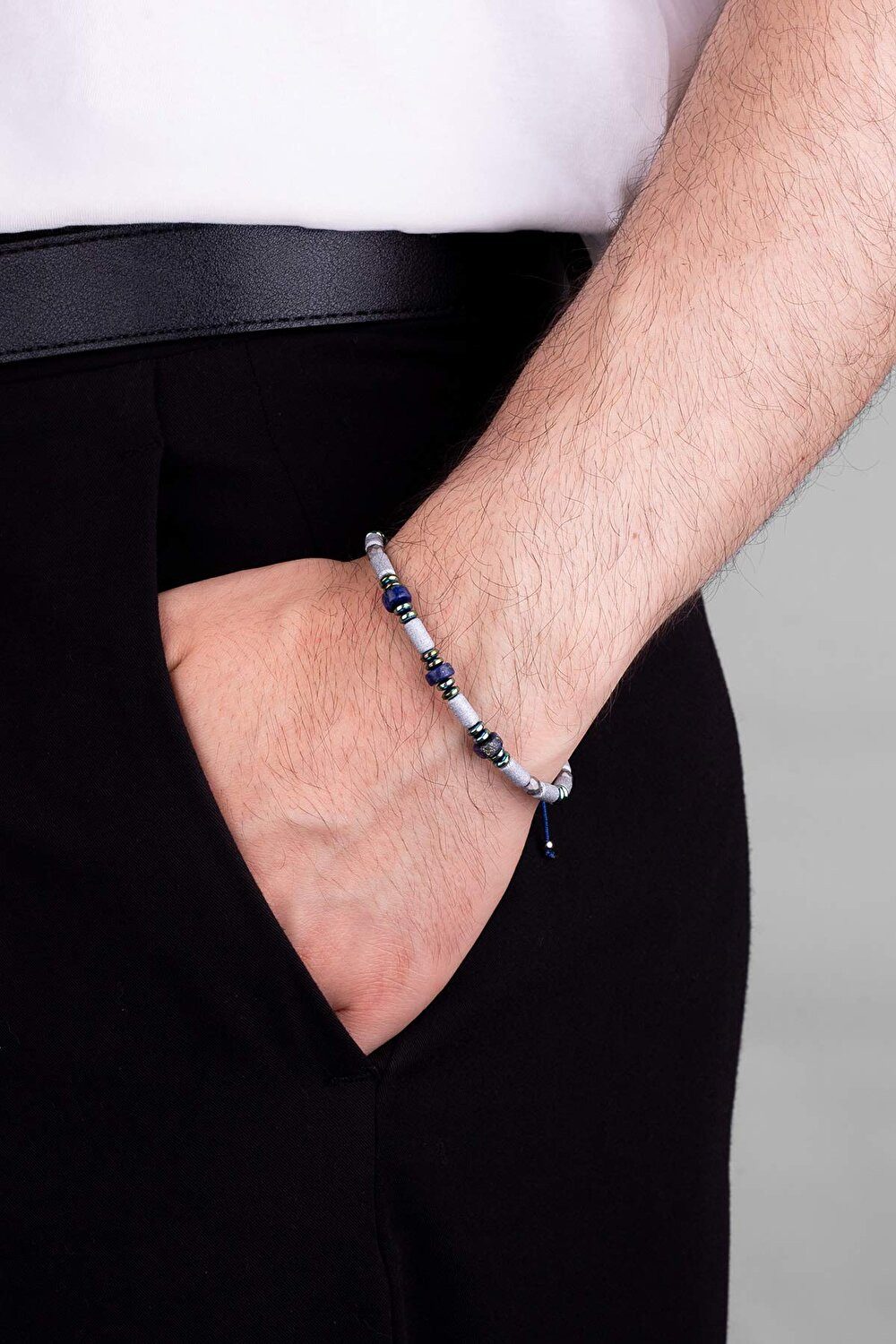 So CHIC... Armreif Hematit & Lapislazuli Herrenarmband, vergoldet
