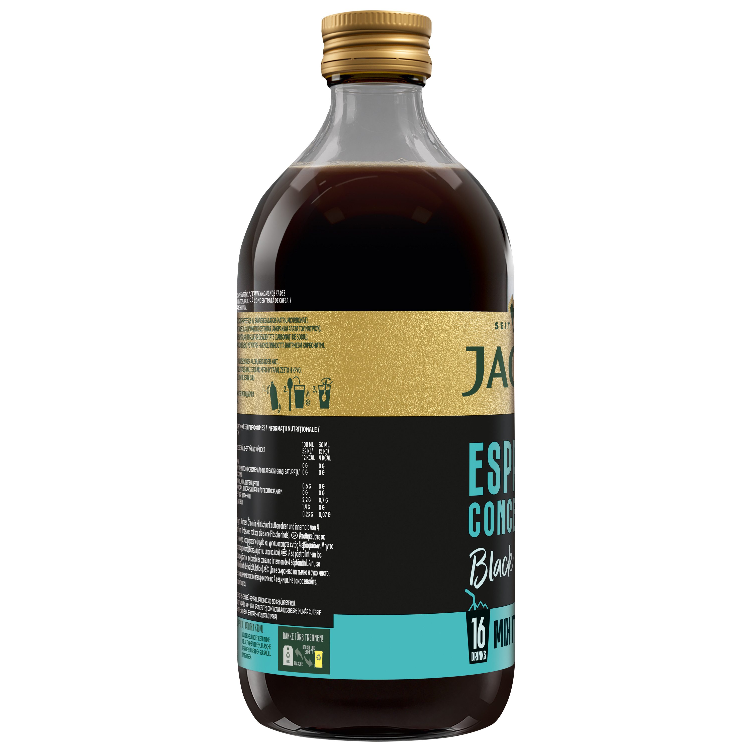 JACOBS Kaffee JACOBS Espresso Kaffeekonzentrat Black 6 x 485 ml, Ideal für Iced Coffee, Latte, Cappuccino oder kreative Kaffee-Rezepte – Bild 5 von 5