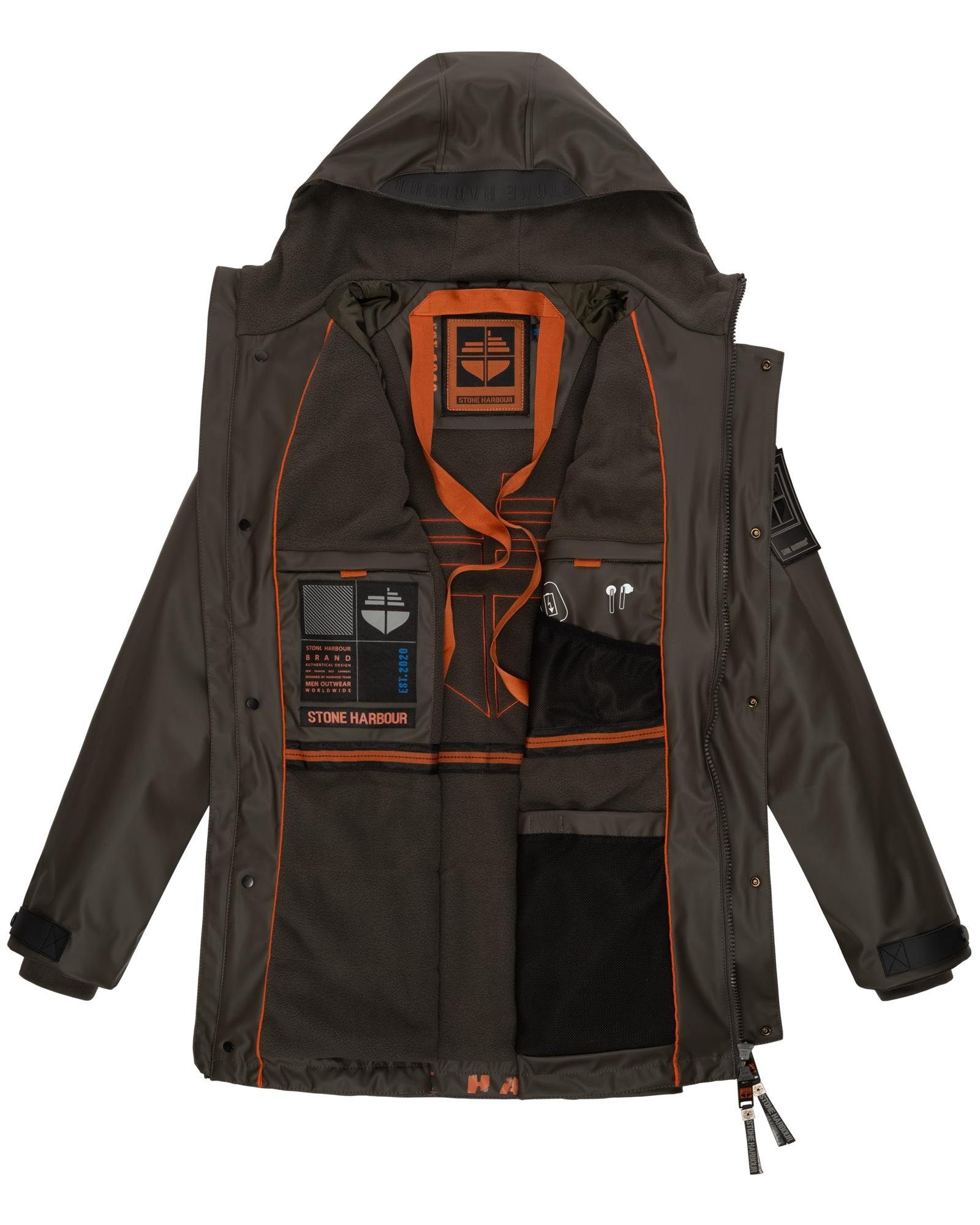 Stone Harbour Regenjacke Rihaa Gummierter Regenparka mit Fleece-Innenfutter