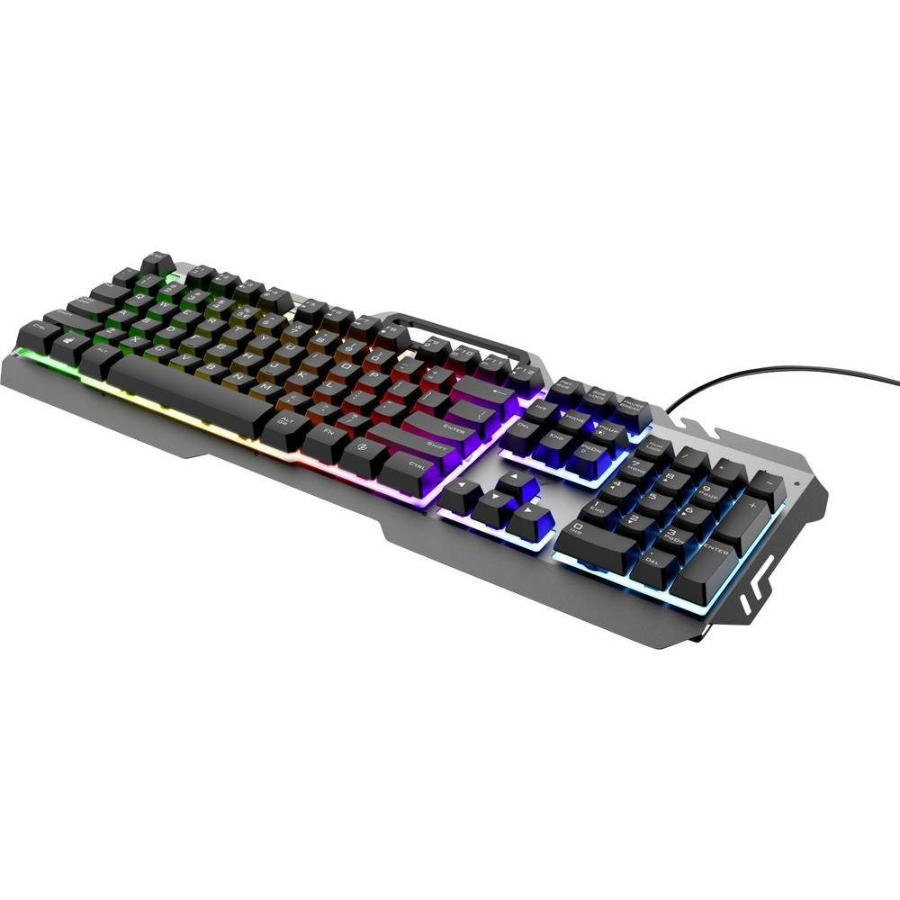 Trust Gaming-Tastatur,QWERTZ Layout Tastatur (Beleuchtet,  Multimediatasten), Schnelle und einfache Steuerung über 12 Office- und  Medienfunktionstasten