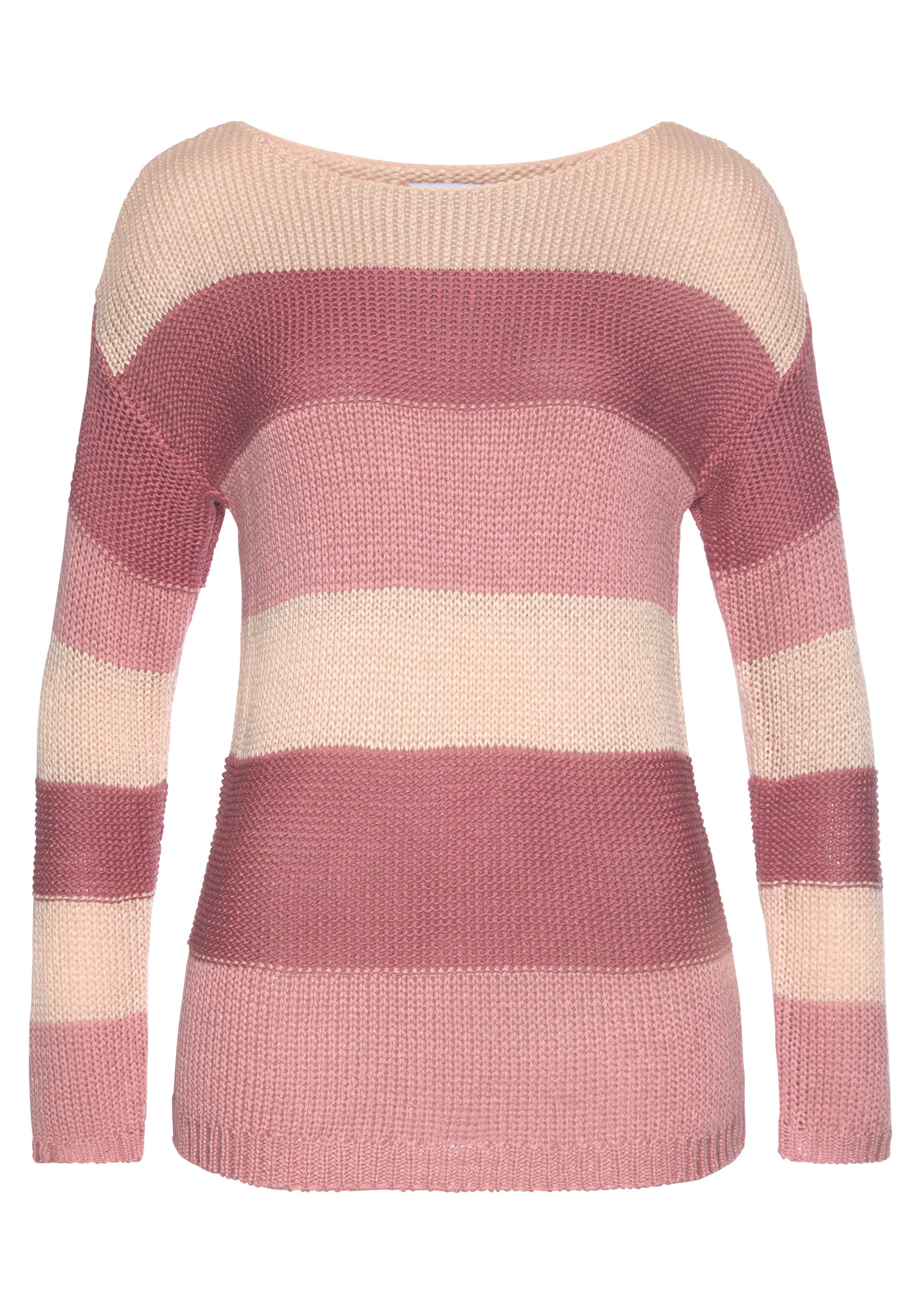 LASCANA Streifenpullover mit überschnittenen Schultern, Strickpullover, günstig online kaufen