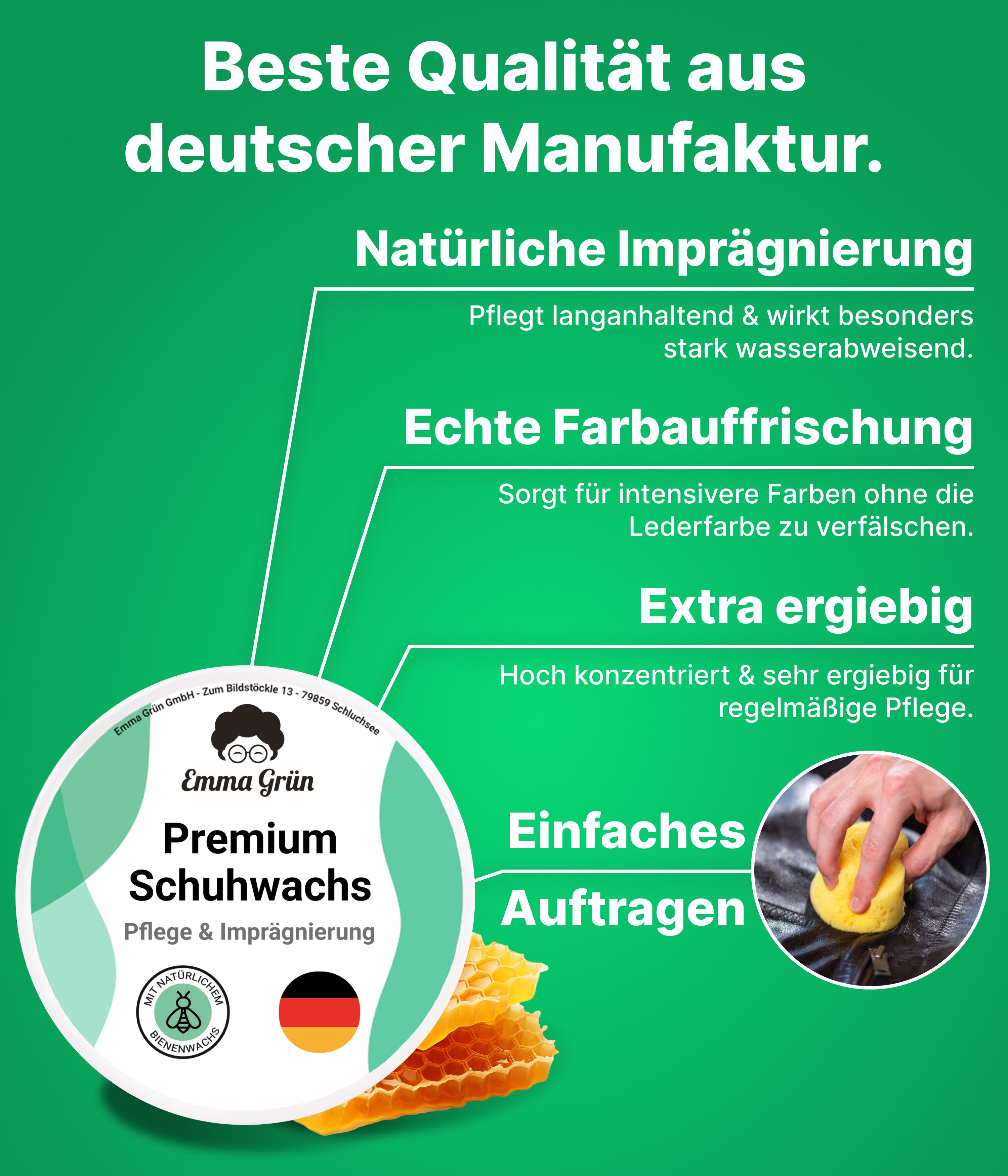 Emma Grün Schuhwachs Schuhreiniger (Einzelset, [- Pflegt mit Bienenwachs)