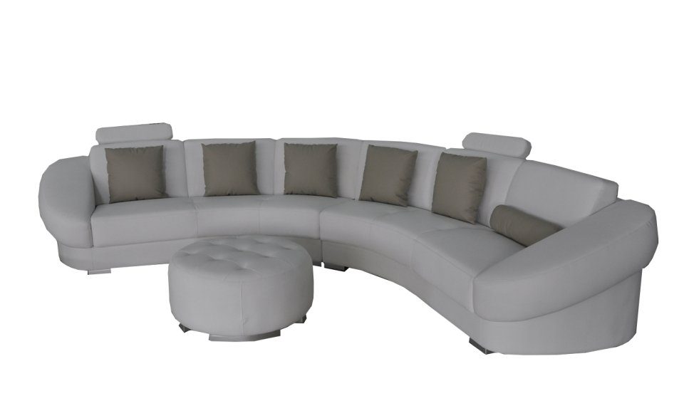 JVmoebel Sofa Rund L-Form Sofa Couch Polster Eck Leder Wohnlandschaft Couchen, Made in Europe