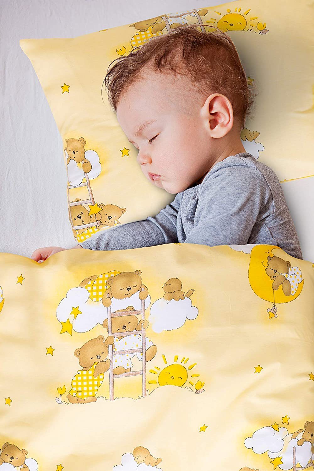 Amilian Kinderbettwäsche 100x135 - Bettwäsche Kinder - Kopfkissenbezug 40x60 cm Babybettwäsche, 2 teilig, 100% Baumwolle, für Mädchen und Jungen – Bild 3 von 5