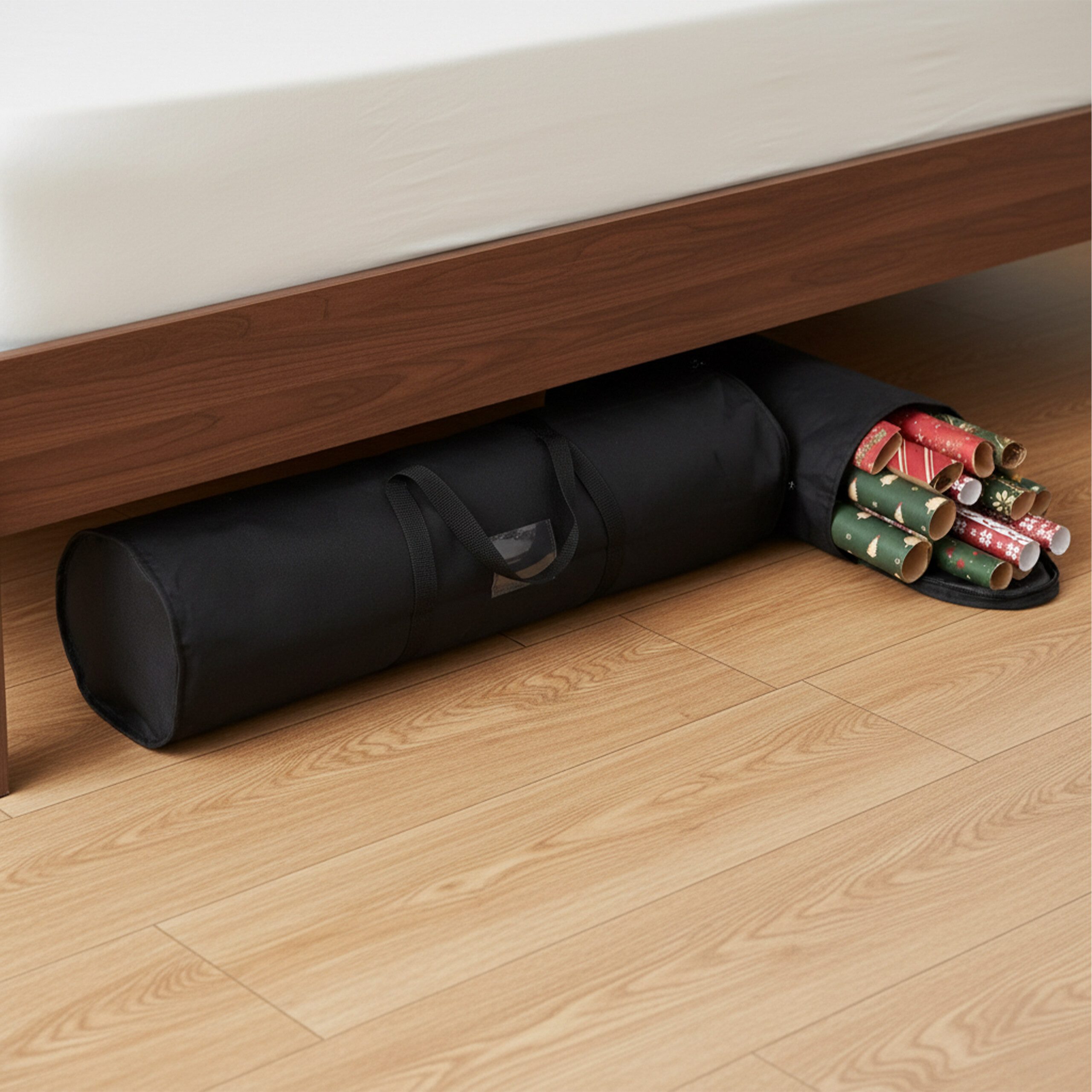relaxdays Aufbewahrungsbox Geschenkpapier Aufbewahrung 2er Set, schwarz