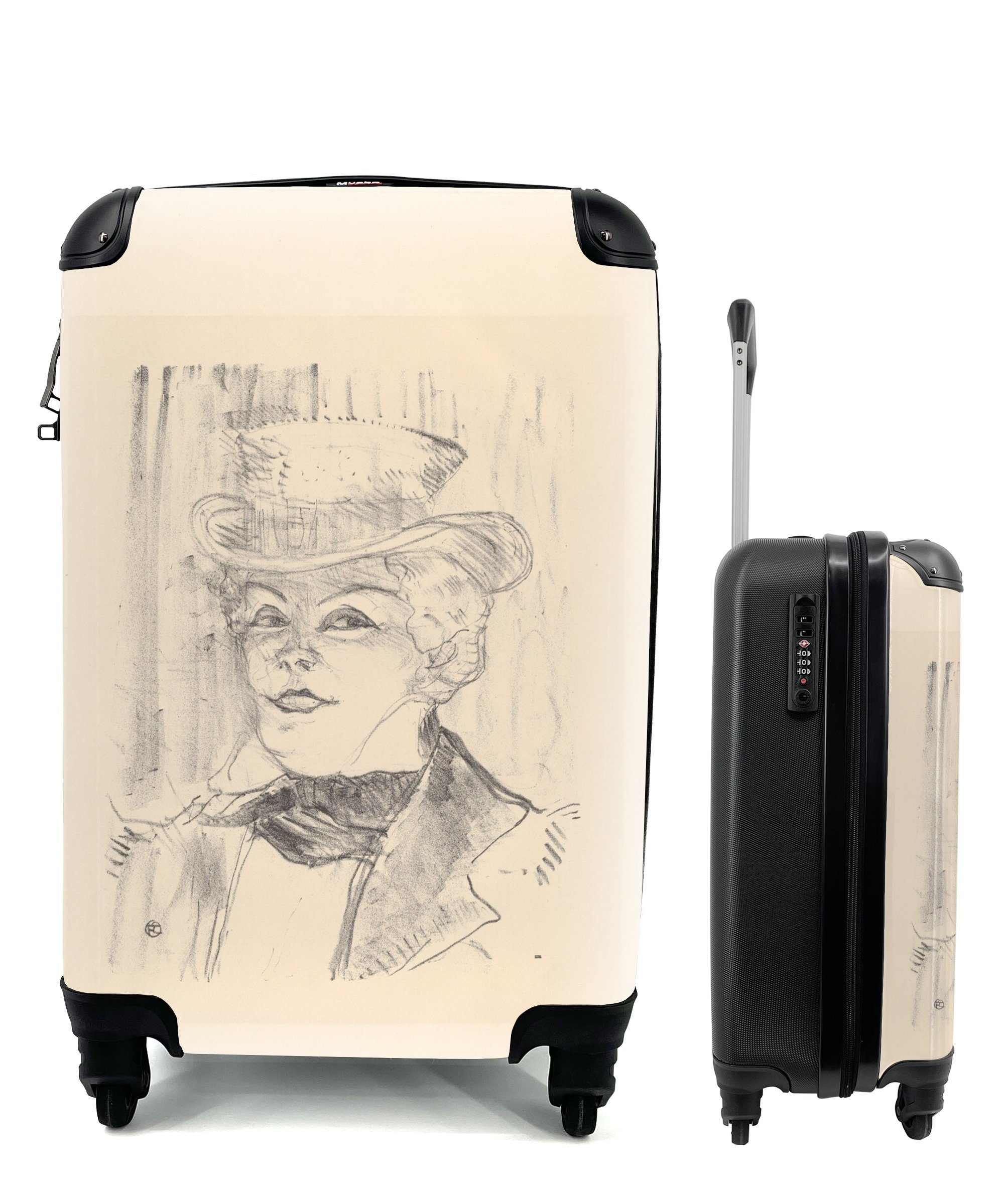 Toulouse-Lautrec, Trolley, Réjane Henri de rollen, Gemälde Reisetasche für Rollen, - Madame Handgepäckkoffer Reisekoffer mit Ferien, von 4 Handgepäck MuchoWow