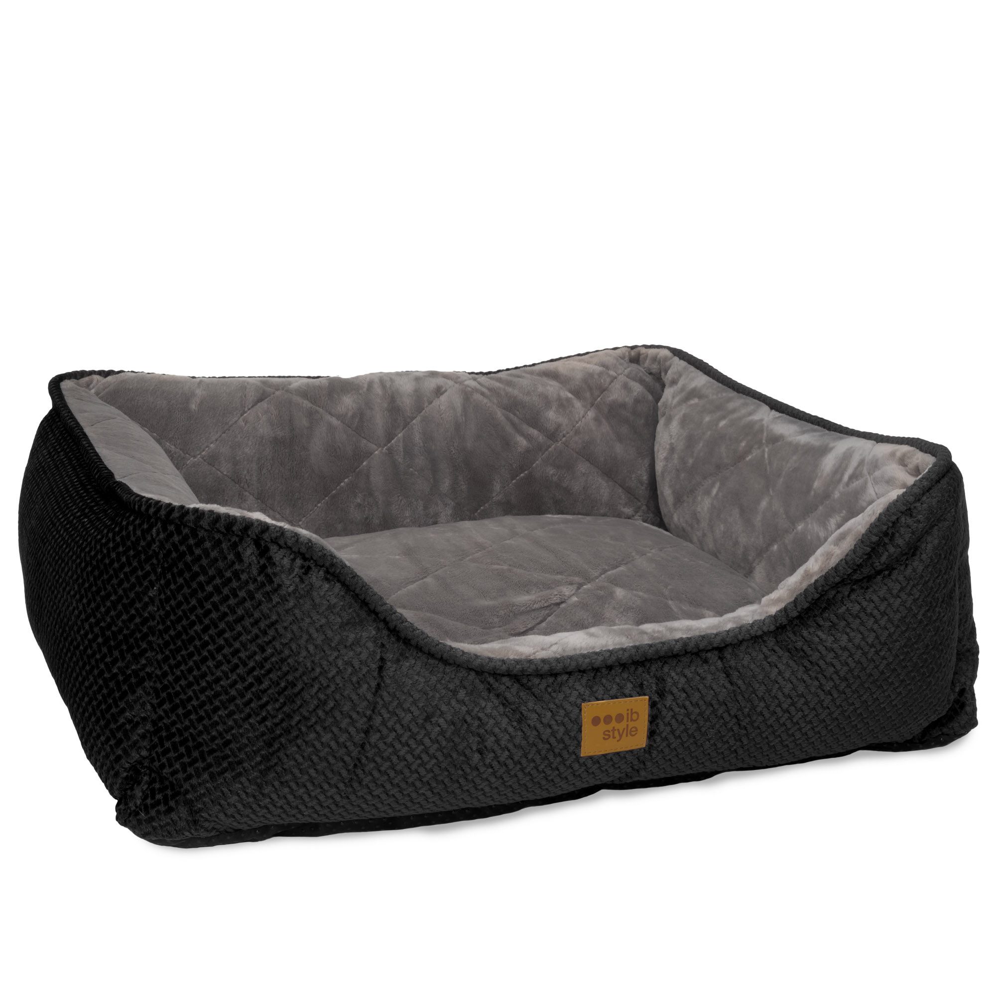 ib style Tierkissen Happy Milo M 85x70cm Schwarz, Körbchen - mit Reißverschluss - Anti-Rutsch Unterseite