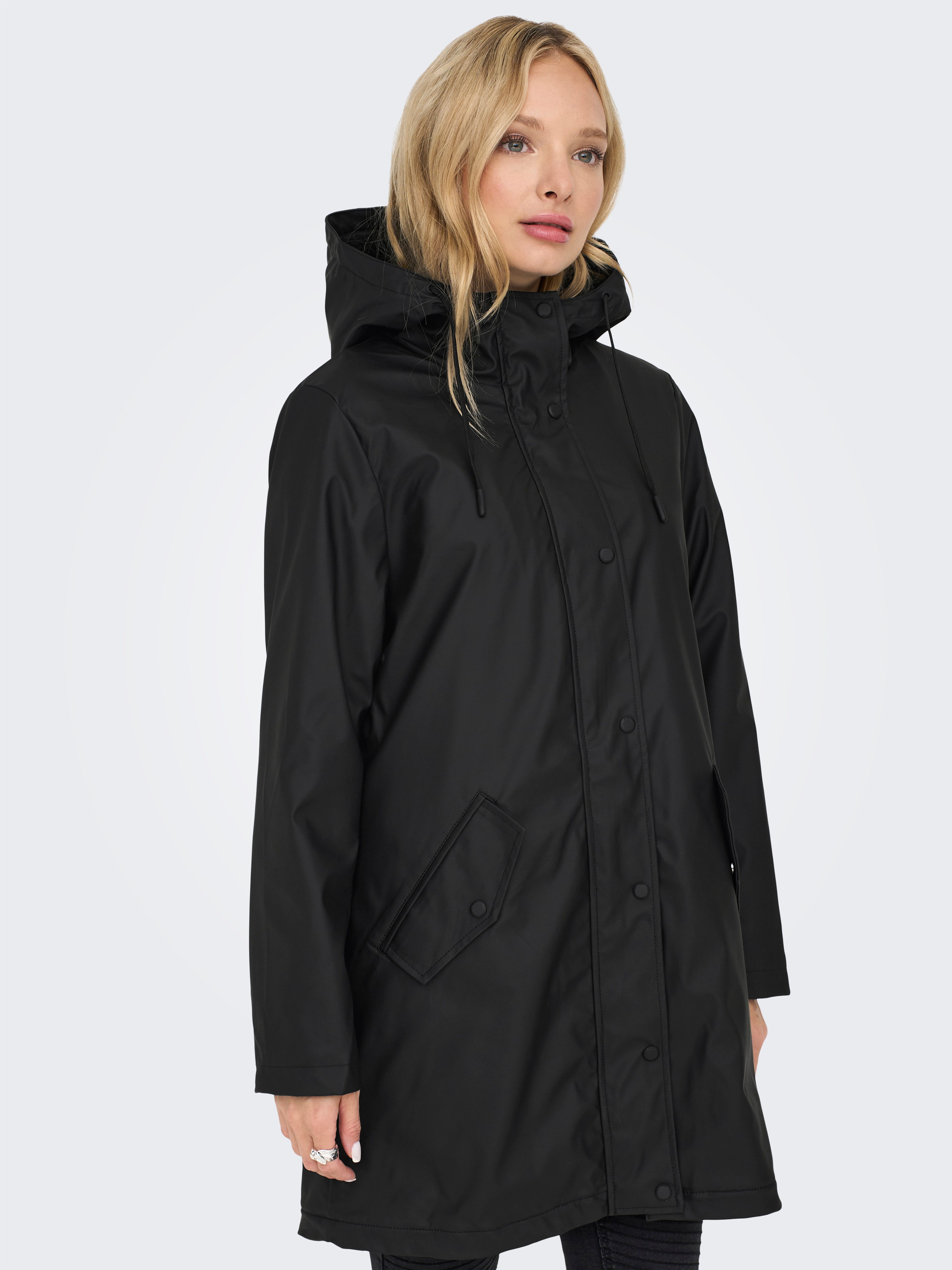 ONLY Funktionsmantel ONLSALLY RAINCOAT OTW NOOS mit Kapuze und Teddyplüschfutter